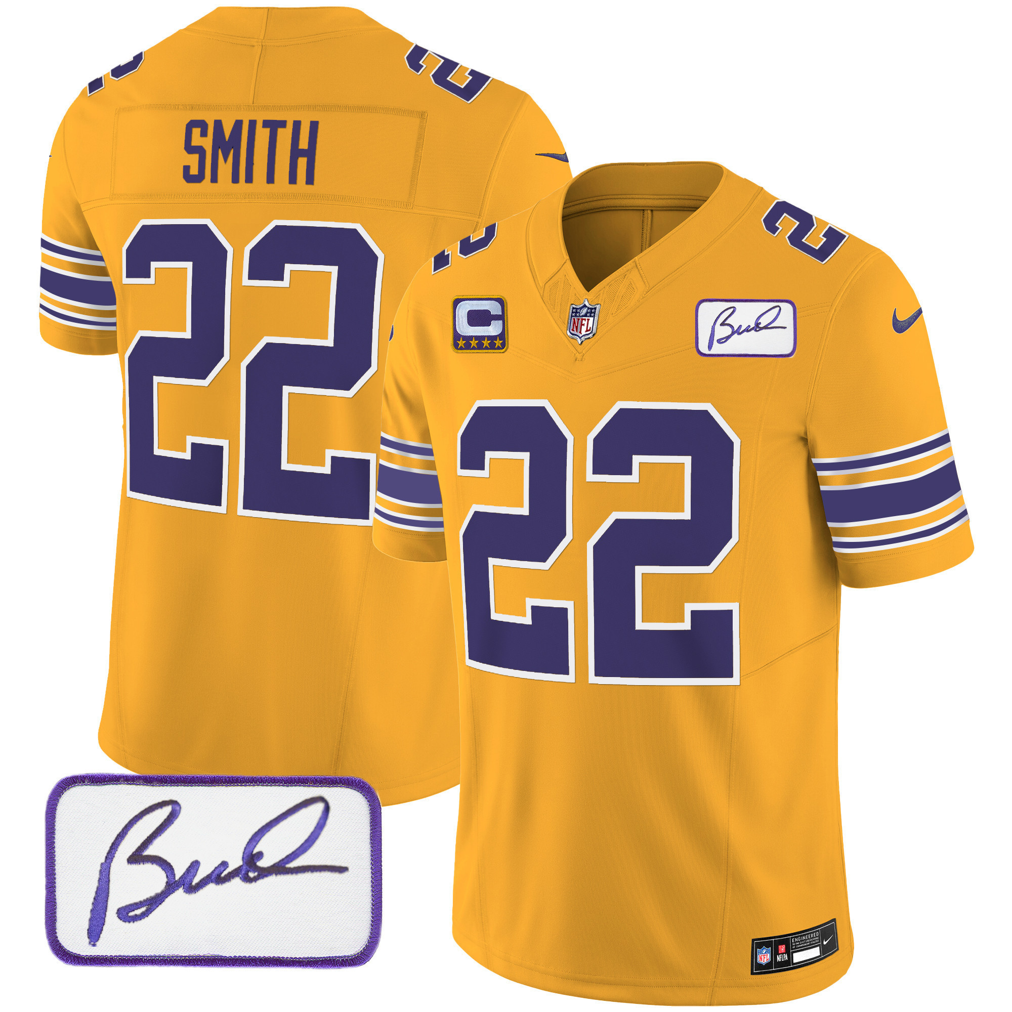 Harrison Smith Youth's Minnesota Vikings Bud Grant Patch Classic Limited Gold Jersey - All Stitched