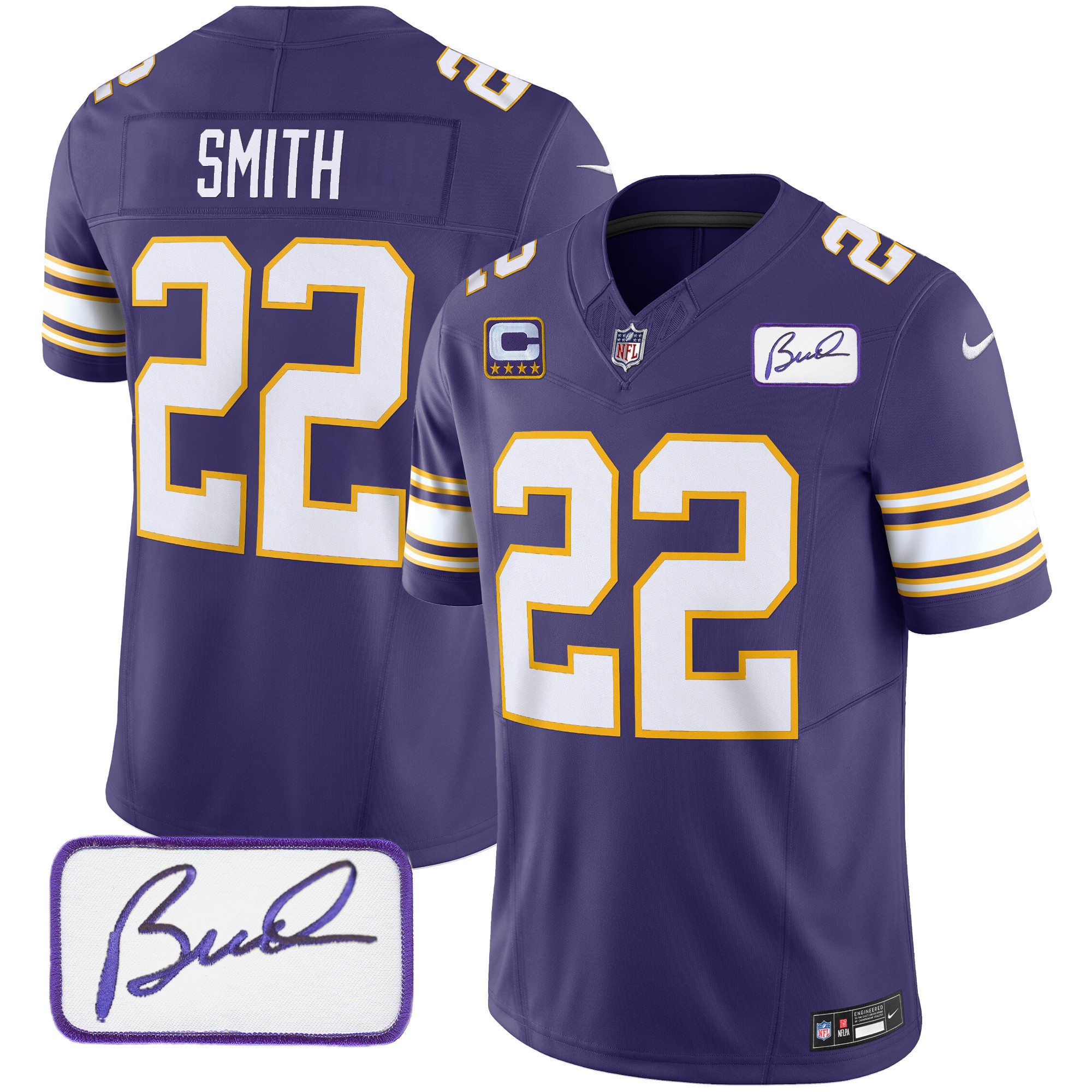 Harrison Smith Youth's Minnesota Vikings Bud Grant Patch Classic Limited Purple Jersey - All Stitched