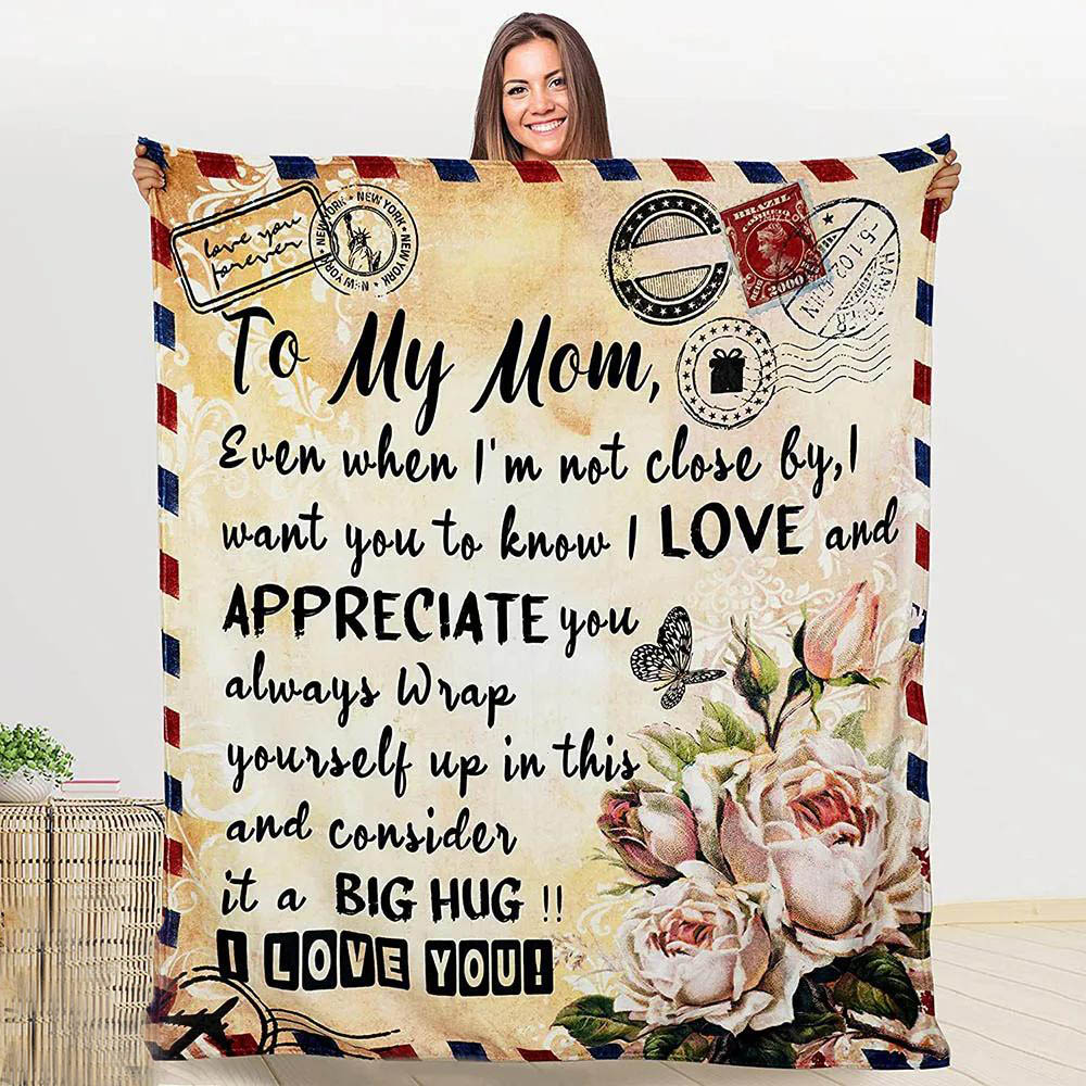 Heartfelt Thank You Mom Messages Fleece Quilt Blanket Birthday Gift For Mother From Daughter - TopBestClothing