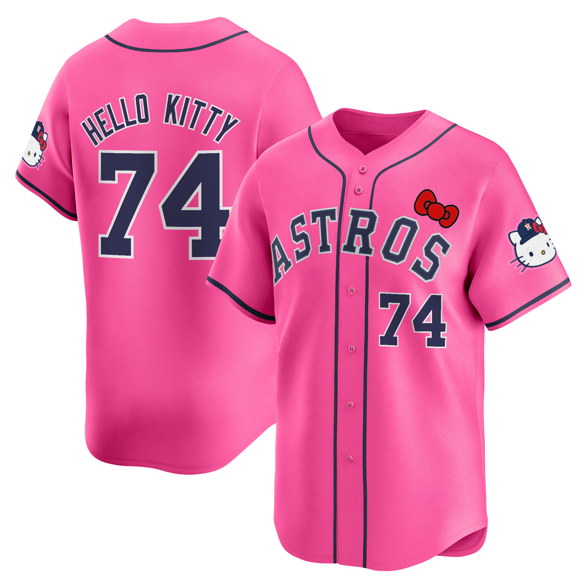 Hello Kitty Youth's Houston Astros Hello Kitty Vapor Premier Limited Pink Jersey V2 - All Stitched