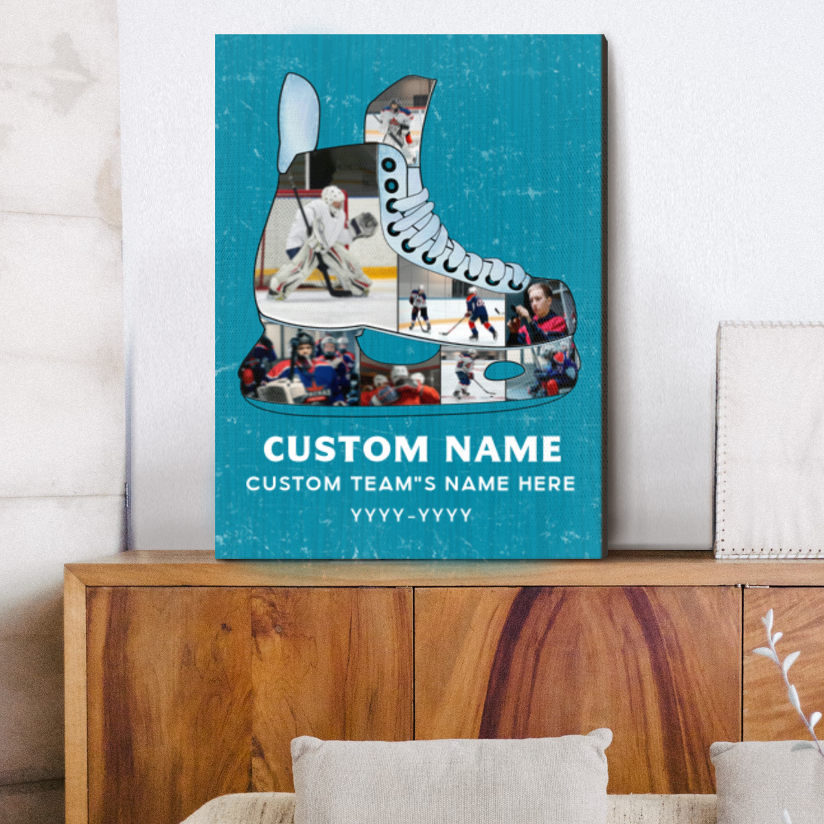 Hockey Sport Photo Gift, Custom Hockey Photo Collage Canvas, Hockey Coach Gift, Gift For Player, Senior Night Gift, Personalized Ice Hockey Gift