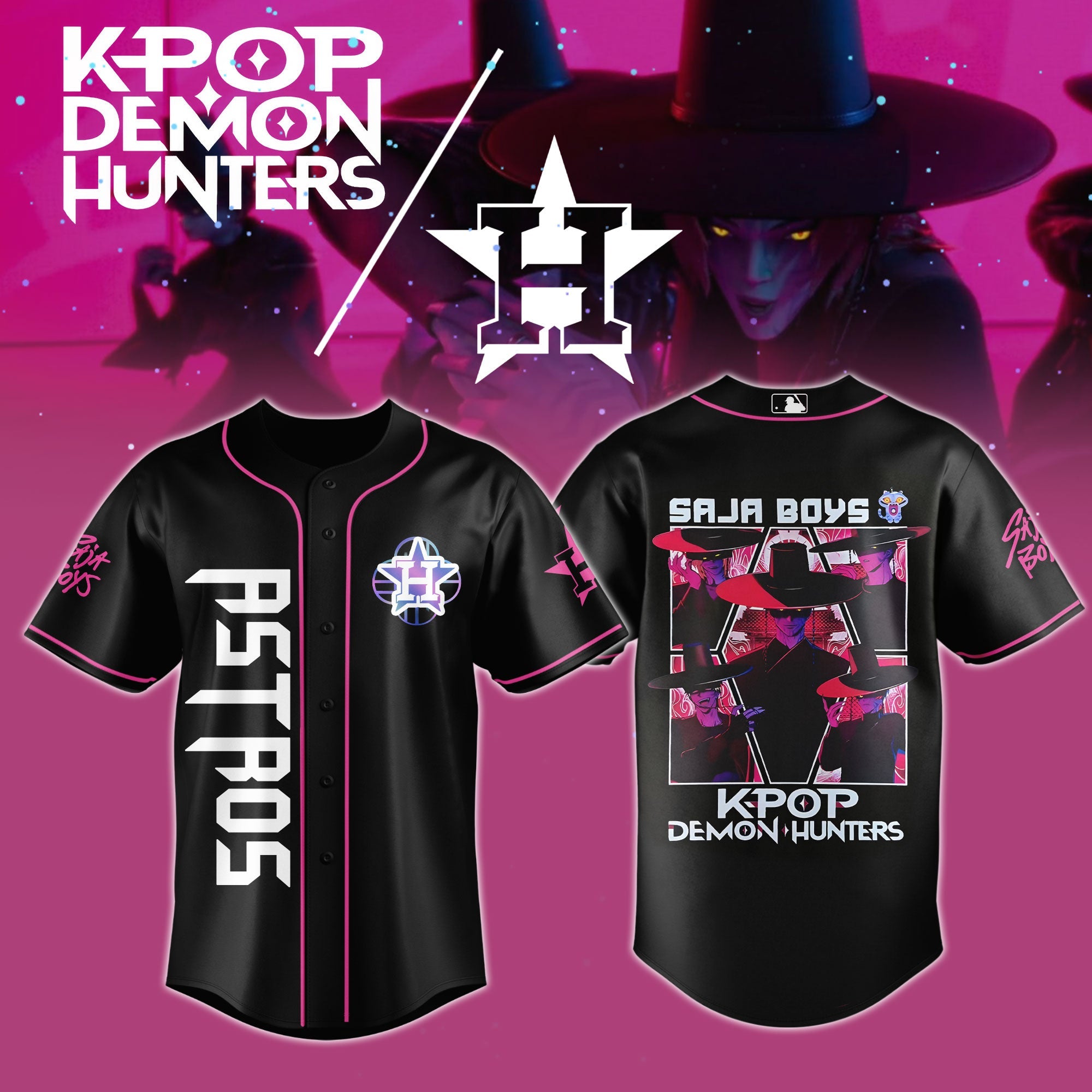 Houston Astros MLB x KPop Demon Hunters Saja Boys Editions Limited 2025 Baseball Jersey