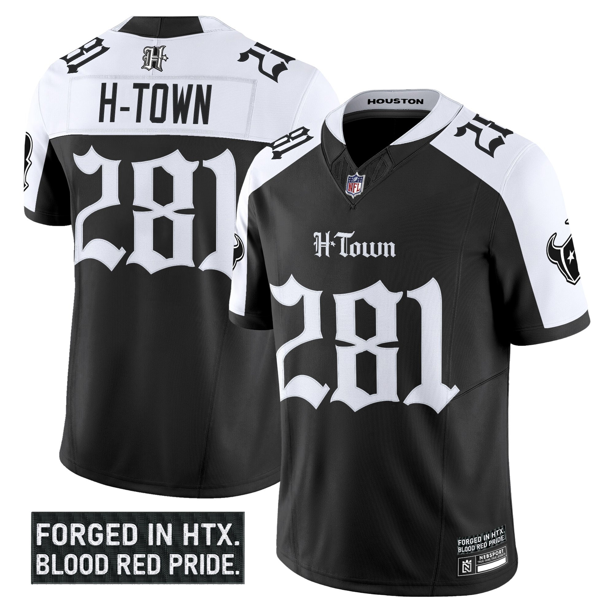 H?Town 281 Men's Houston Texans 'Gothic Lone Star Shadows Edition' Vapor Limited Alternate Jersey - All Stitched