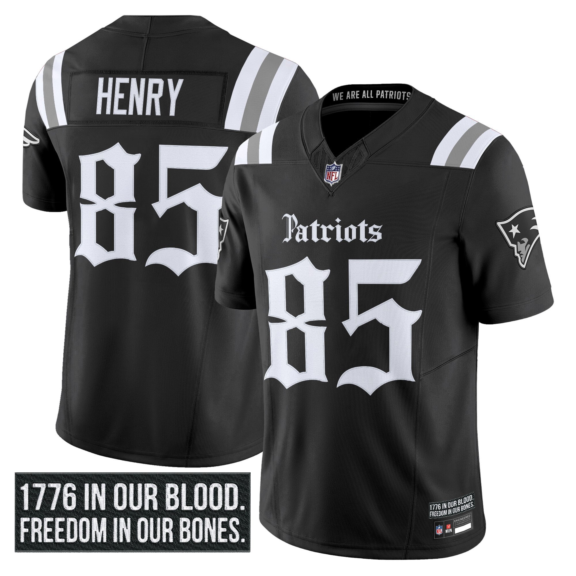 Hunter Henry Men's New England Patriots 'Gothic Revolution Edition' Vapor Limited Black Jersey - All Stitched