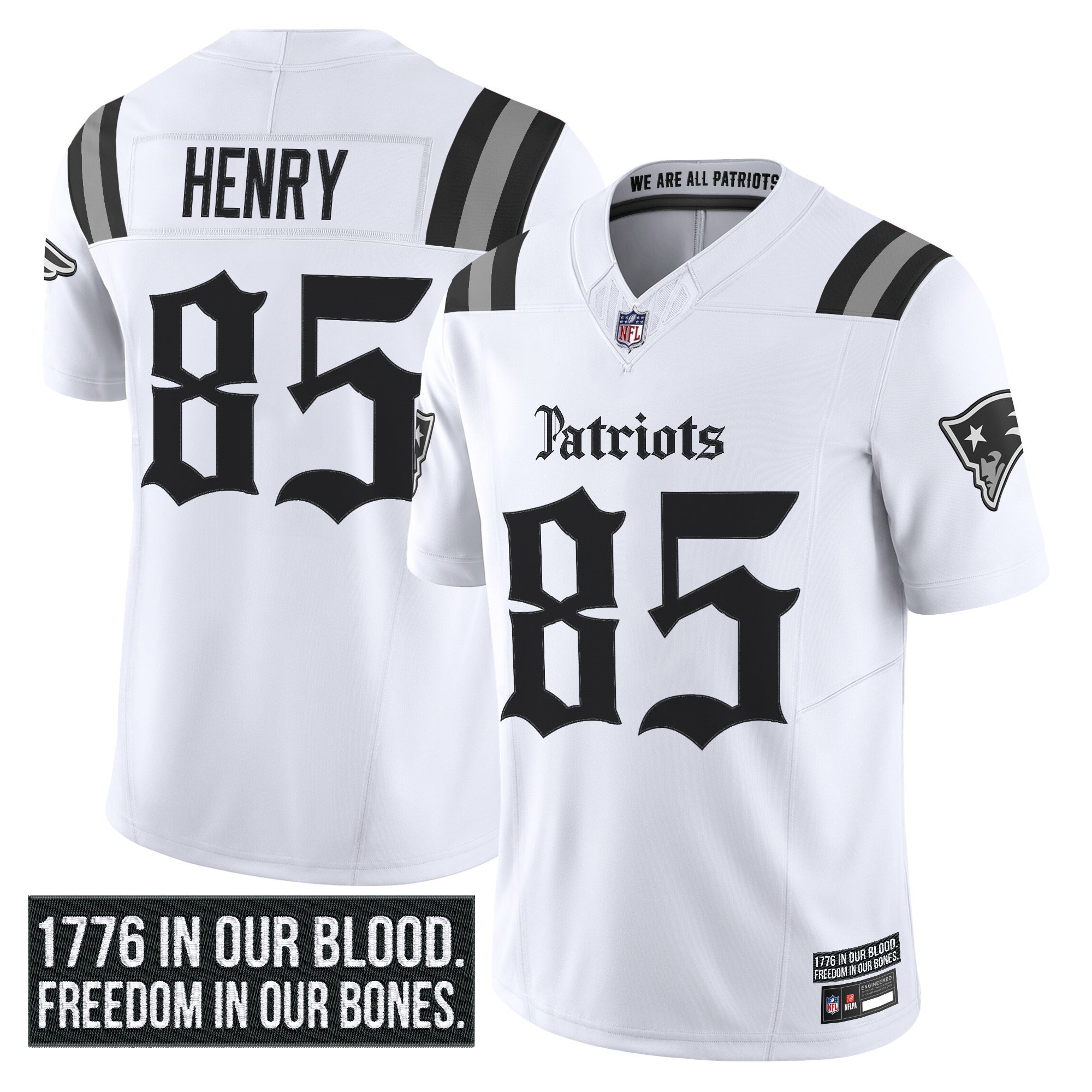 Hunter Henry Men's New England Patriots 'Gothic Revolution Edition' Vapor Limited White Jersey - All Stitched