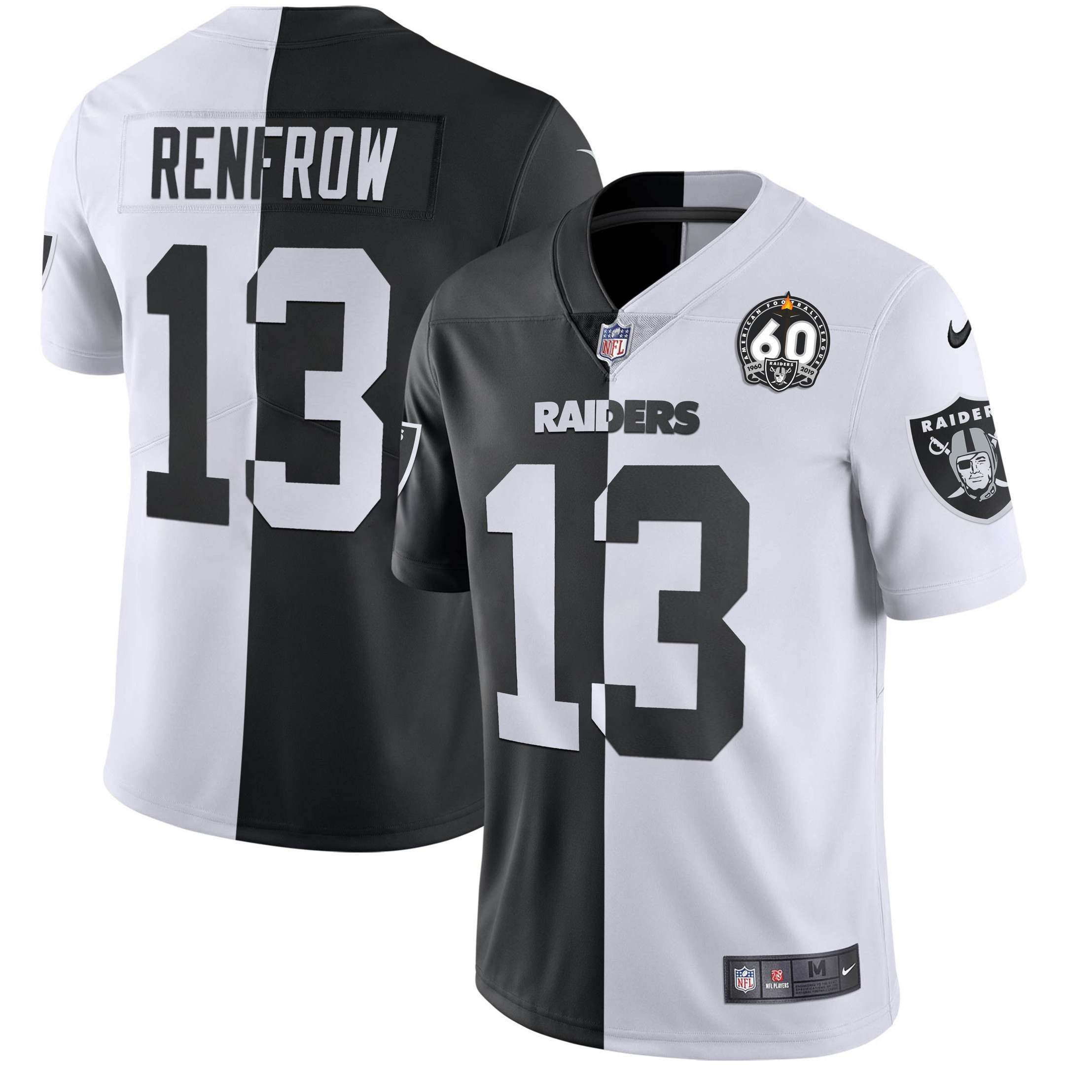 Hunter Renfrow Men's Las Vegas Raiders 60th Season Patch Gold & Split - All Stitched Split Jersey - All Stitched