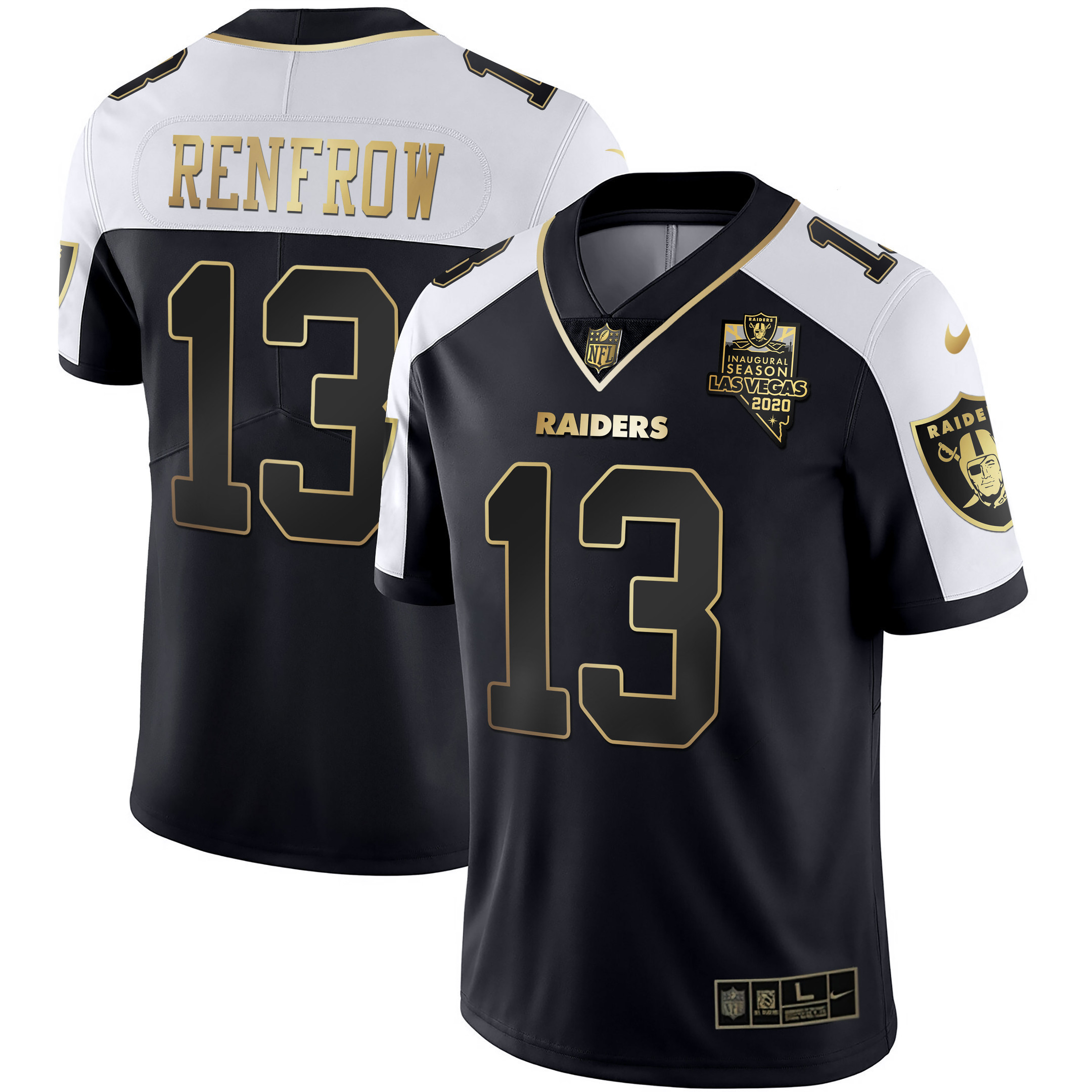 Hunter Renfrow Men's Las Vegas Raiders Alternate Vapor Black Gold & Black Inverted Limited Inaugural Season Patch - All Stitched Black Gold Jersey - All Stitched