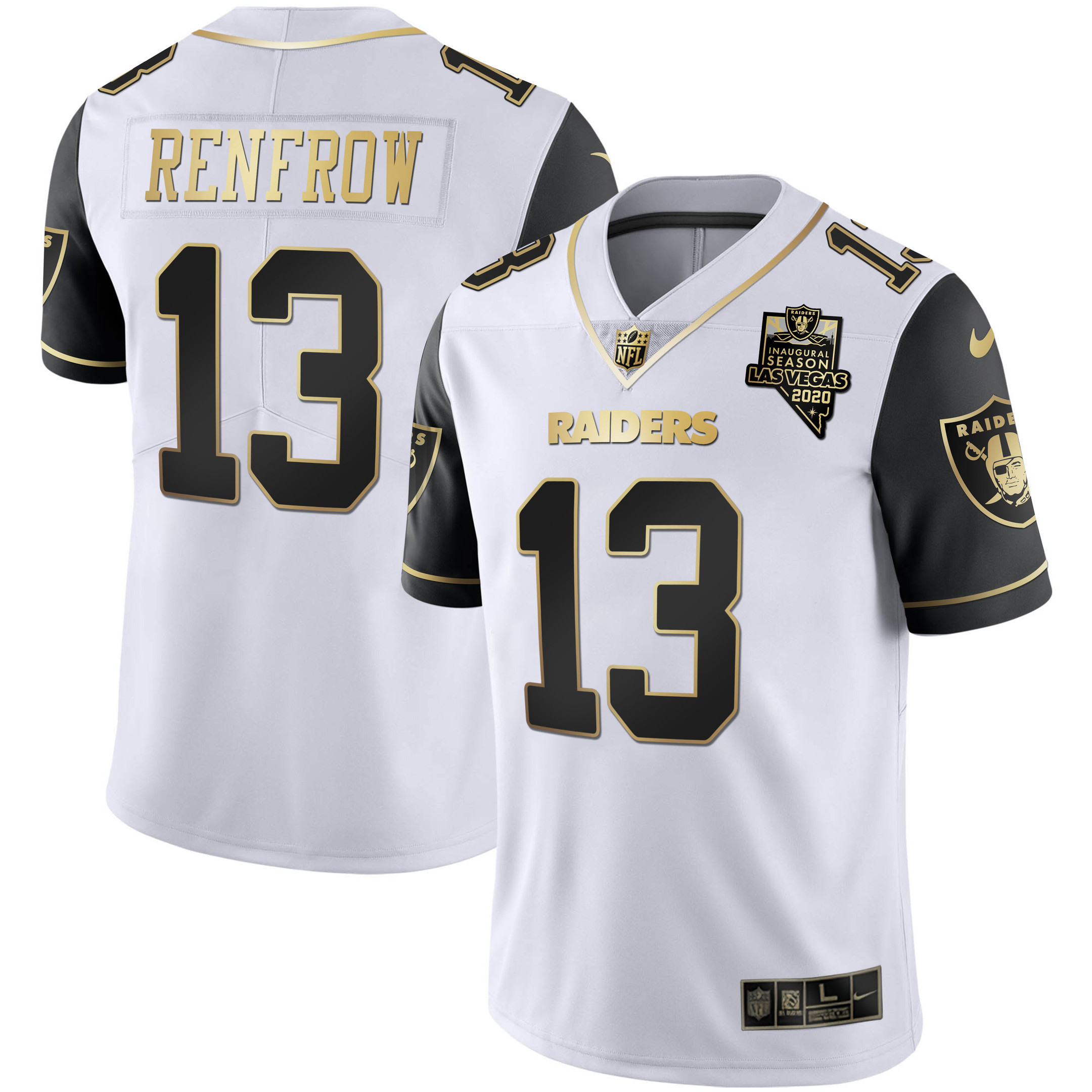 Hunter Renfrow Men's Las Vegas Raiders Alternate Vapor Black Gold & Black Inverted Limited Inaugural Season Patch - All Stitched Black Sleeves Jersey - All Stitched