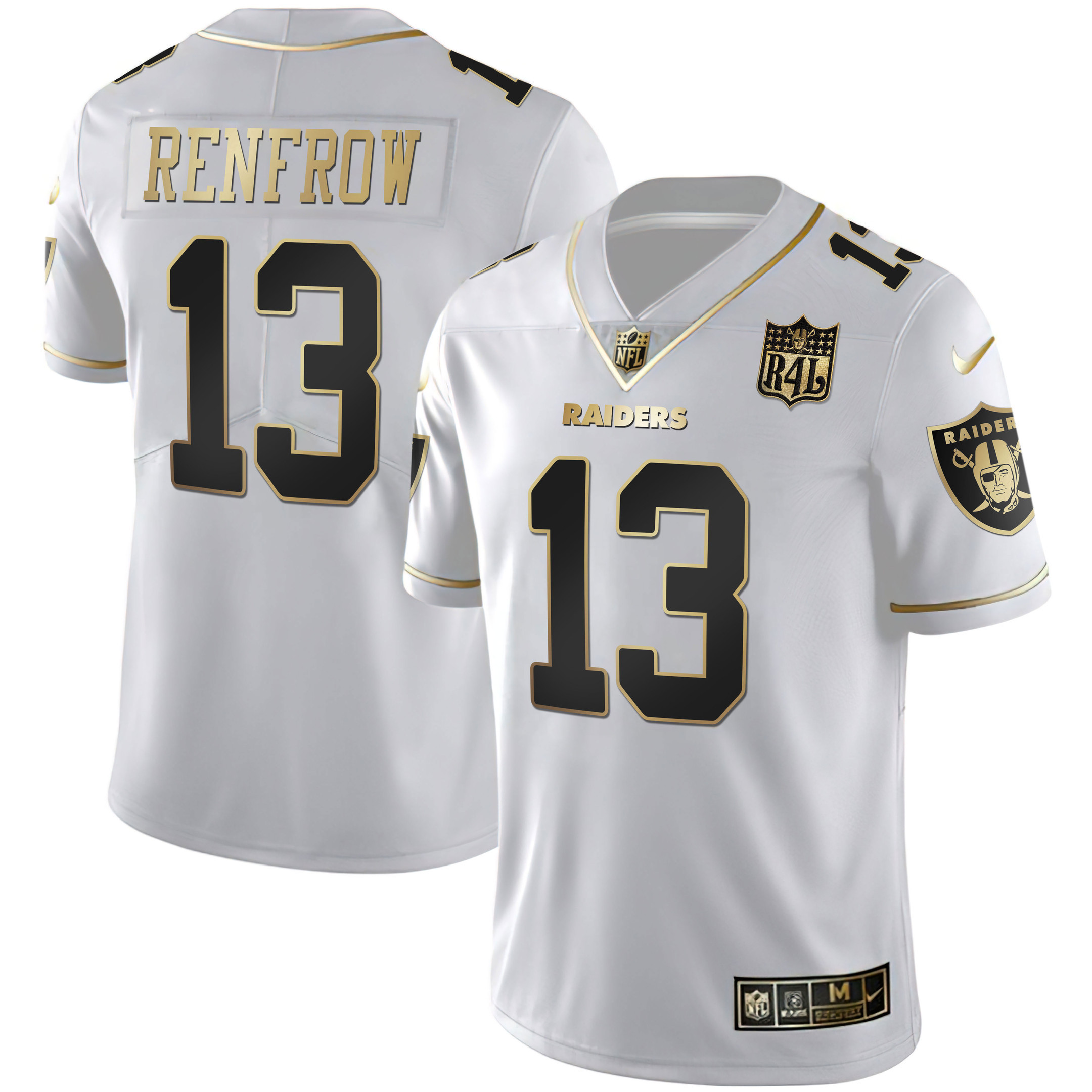 Hunter Renfrow Men's Las Vegas Raiders Raider4Life Patch White Gold and Black Gold - All Stitched White Gold Jersey - All Stitched