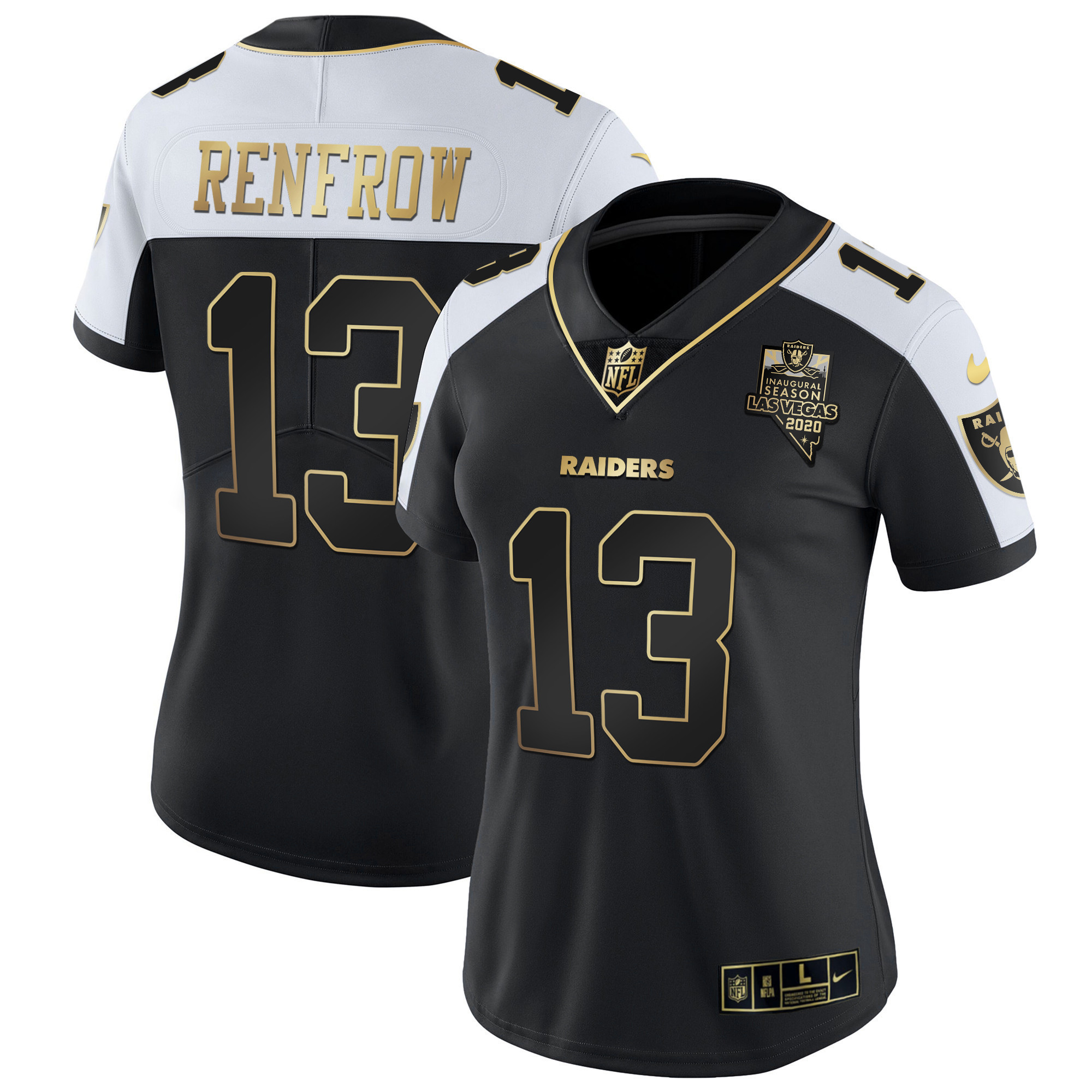 Hunter Renfrow Women's Las Vegas Raiders Inaugural Season Patch Gold & Split - All Stitched Alternate Jersey - All Stitched