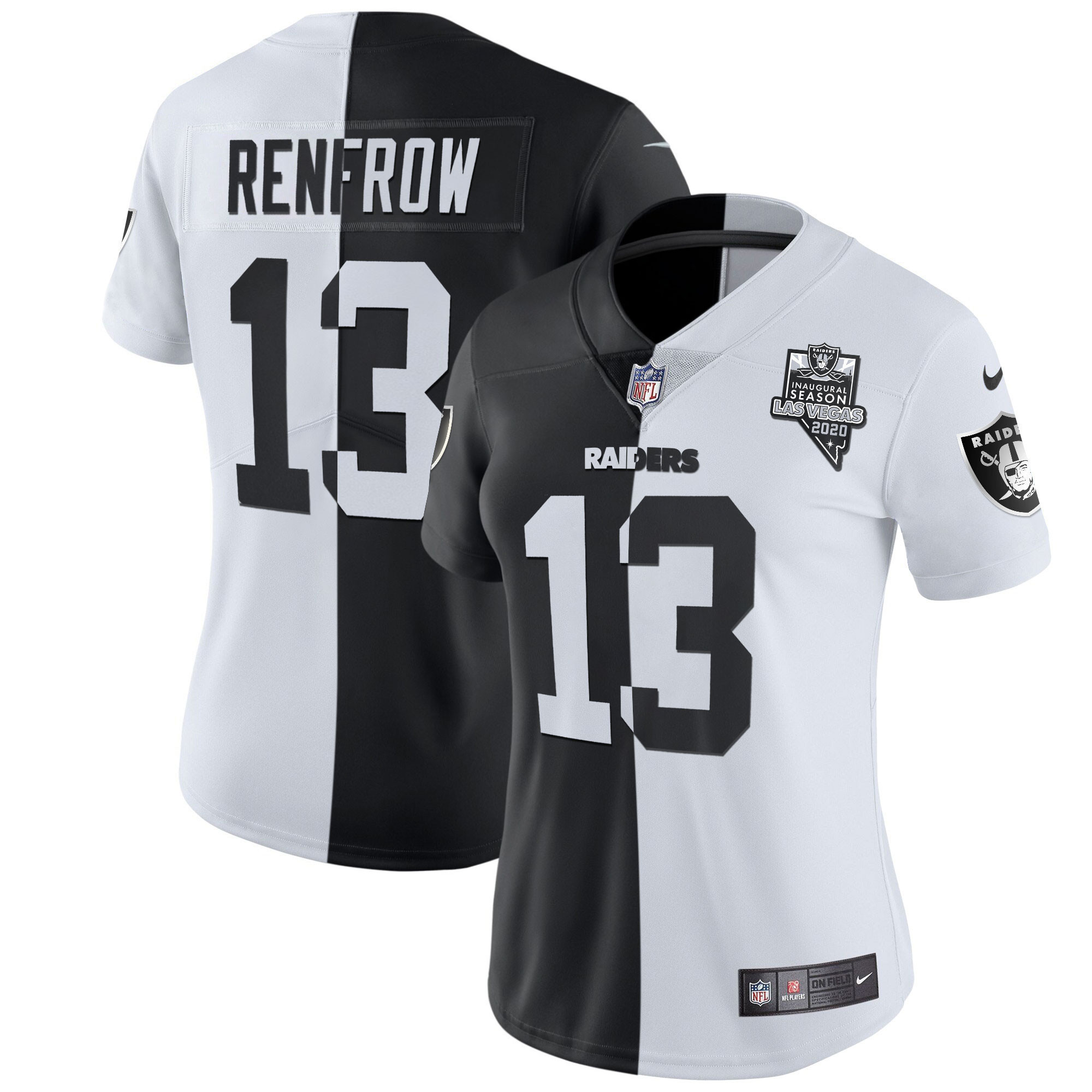 Hunter Renfrow Women's Las Vegas Raiders Inaugural Season Patch Gold & Split - All Stitched Split Jersey - All Stitched