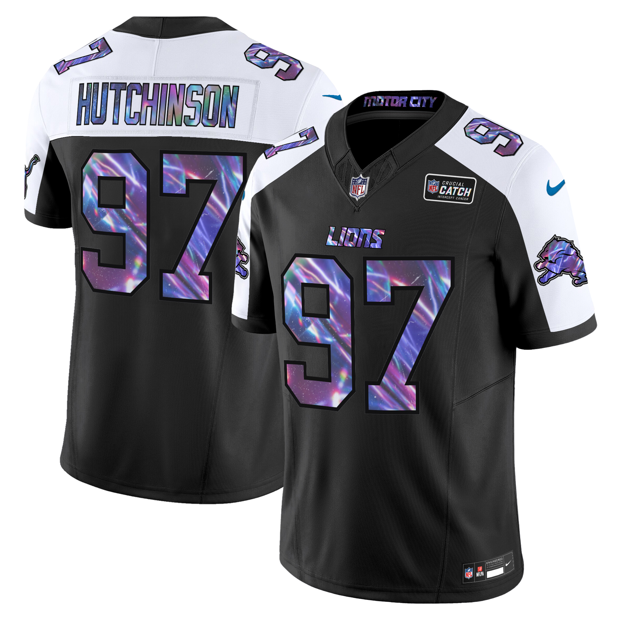 Hutchinson Men's Detroit Lions 2024 Crucial Catch Vapor Limited Black Alternate Jersey - All Stitched