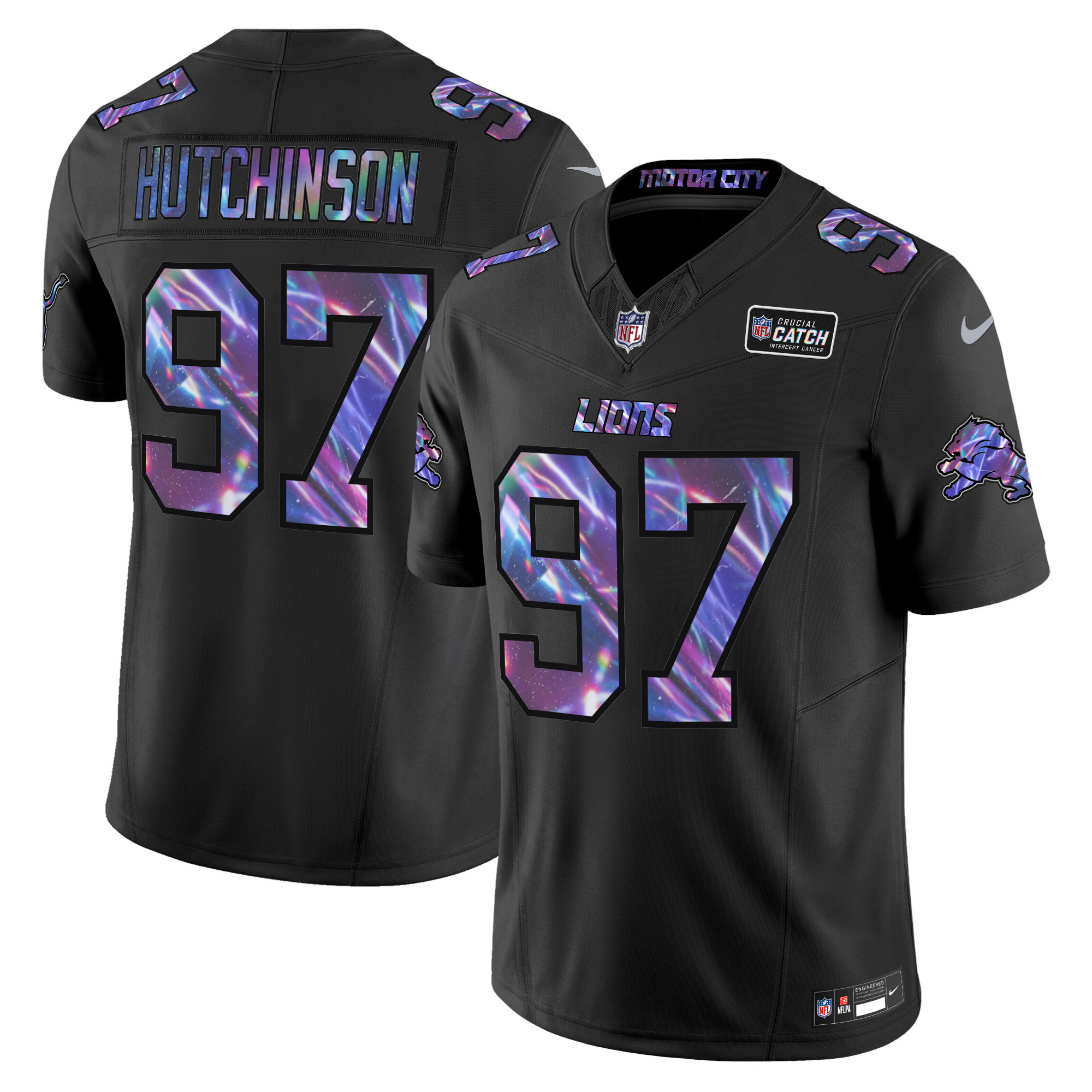 Hutchinson Men's Detroit Lions 2024 Crucial Catch Vapor Limited Black Jersey - All Stitched