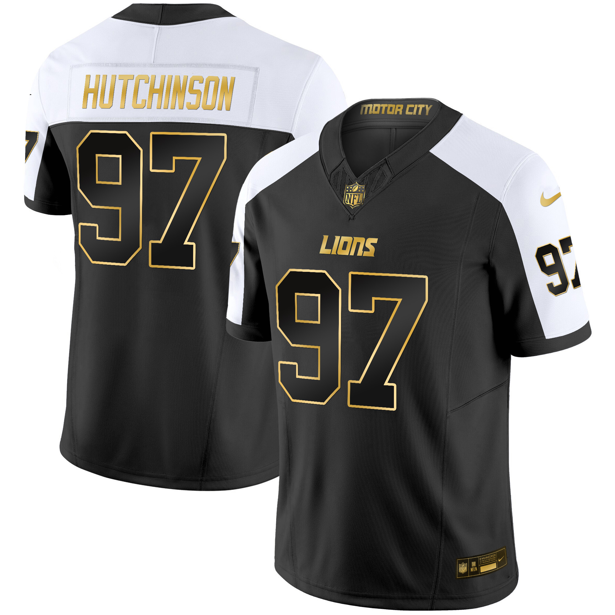 Hutchinson Men's Detroit Lions 2024 Gold Vapor Limited Alternate Jersey - All Stitched