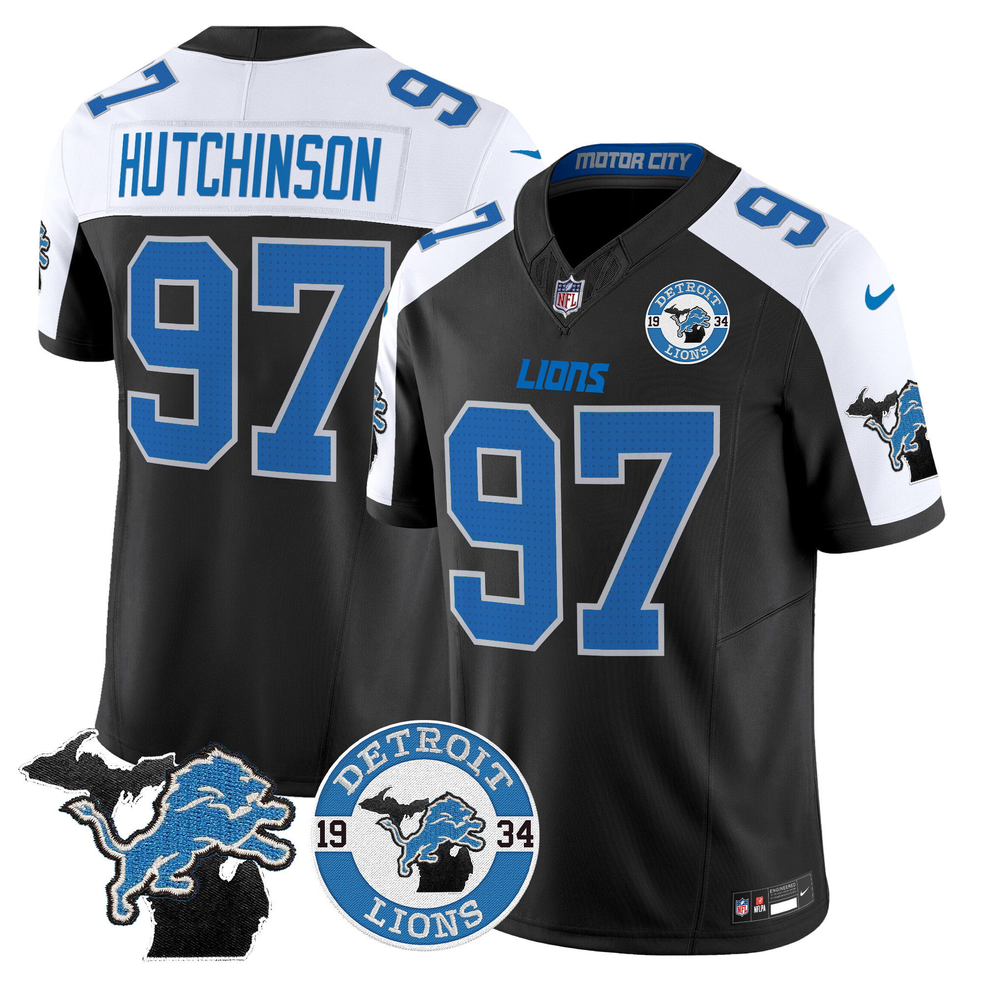 Hutchinson Men's Detroit Lions 2024 Vapor Limited Alternate Jersey - All Stitched