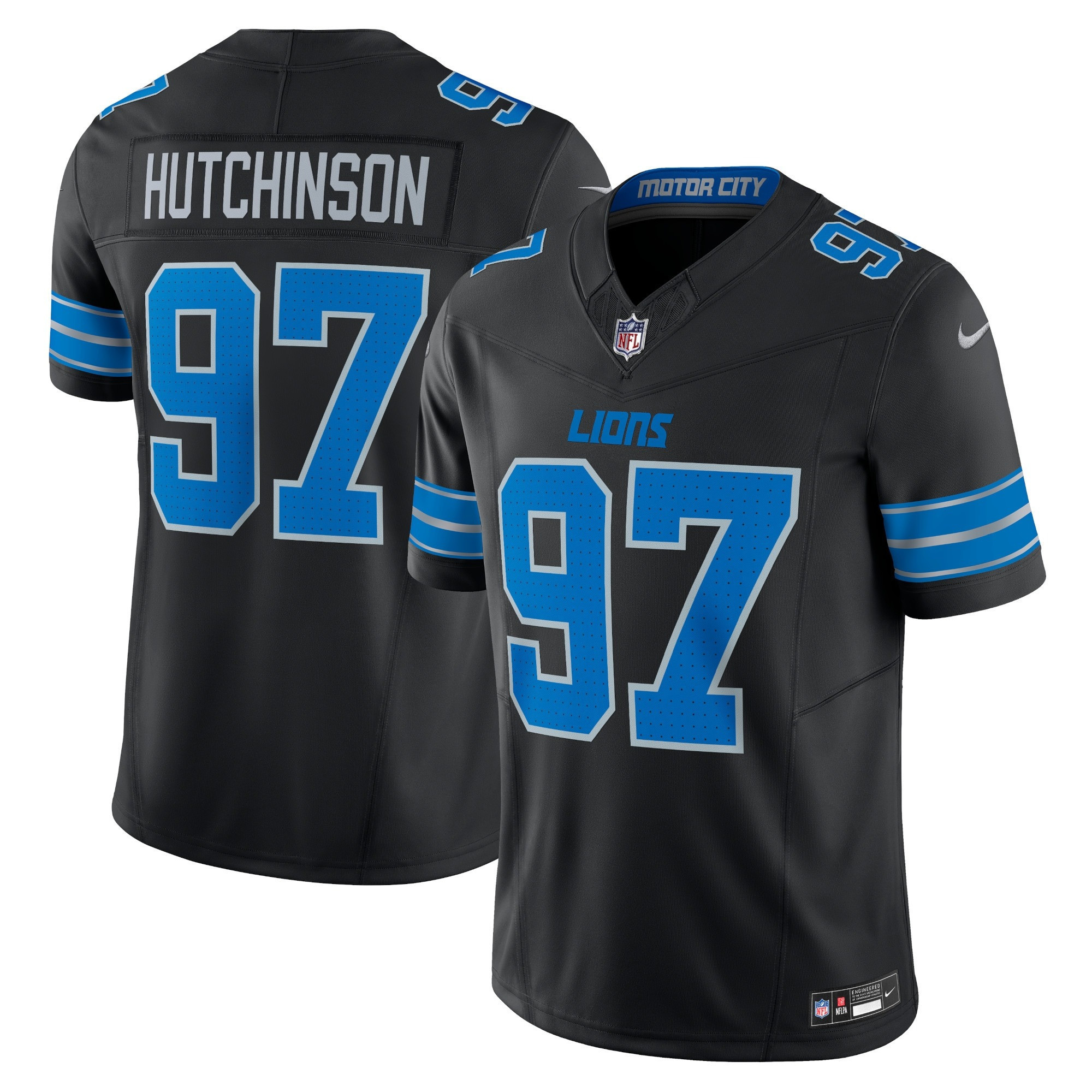 Hutchinson Men's Detroit Lions 2024 Vapor Limited Black Jersey - All Stitched