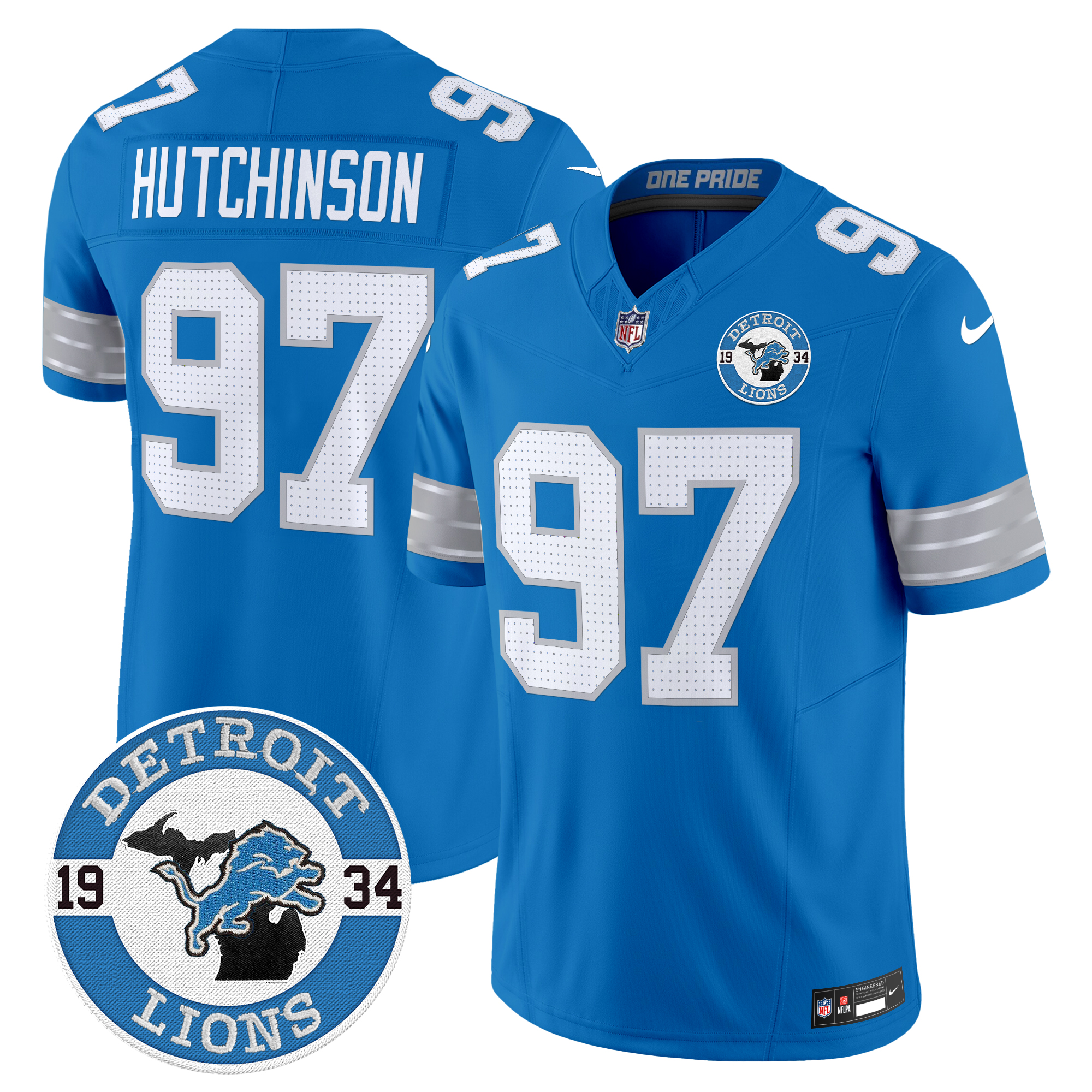 Hutchinson Men's Detroit Lions 2024 Vapor Limited Blue Jersey - All Stitched
