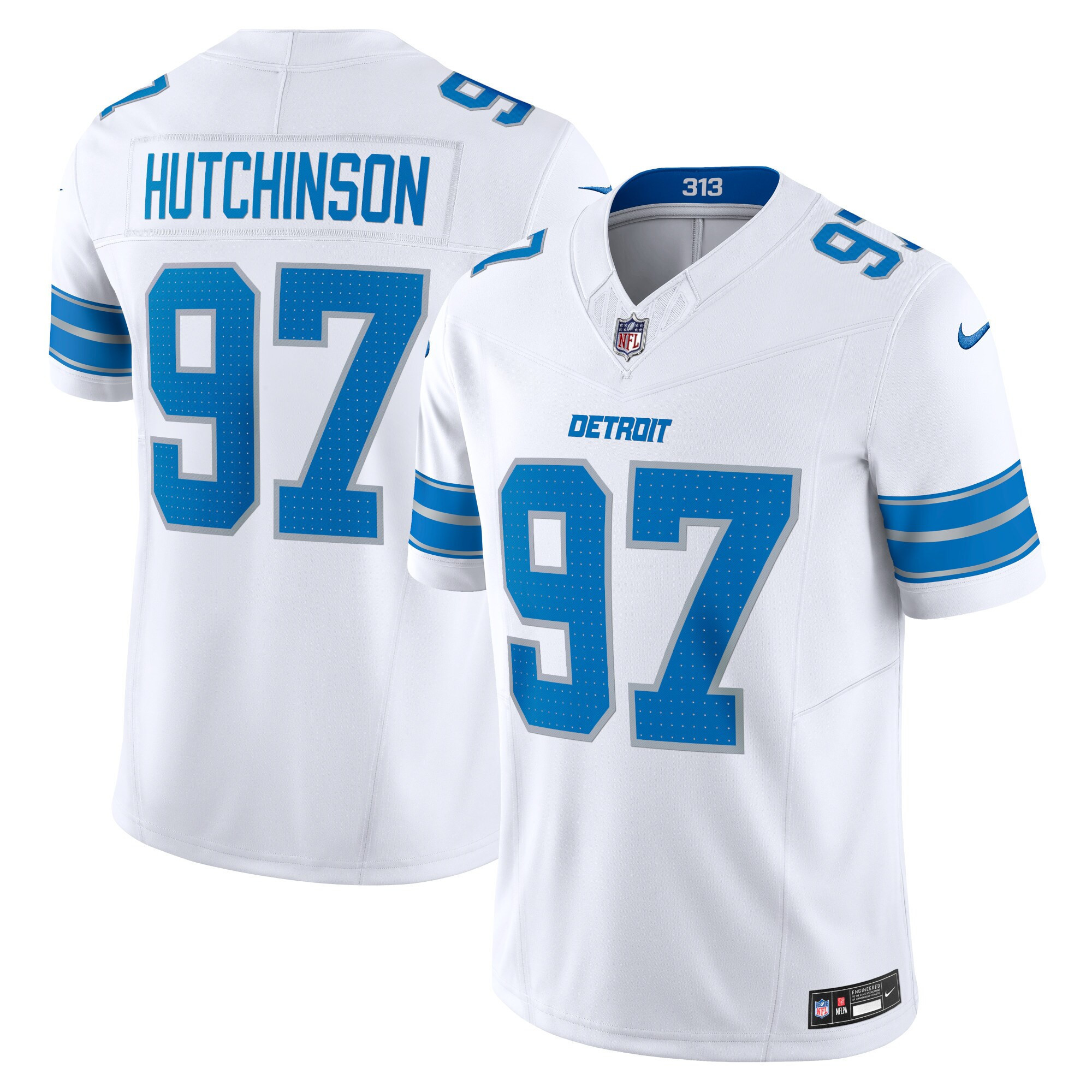 Hutchinson Men's Detroit Lions 2024 Vapor Limited White Jersey - All Stitched
