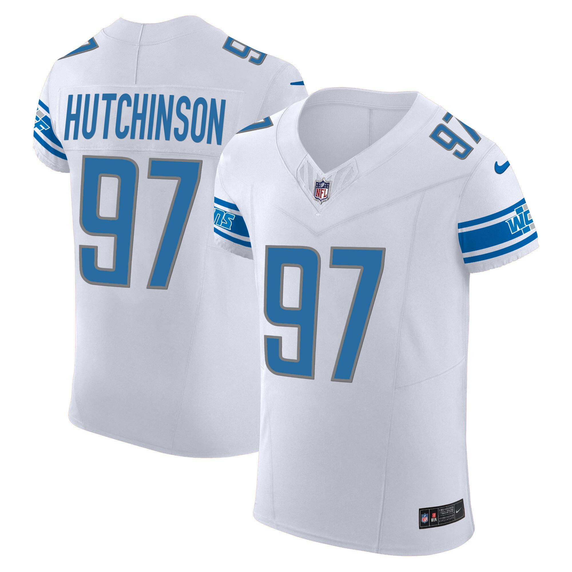 Hutchinson Men's Detroit Lions Vapor Elite White Jersey - All Stitched