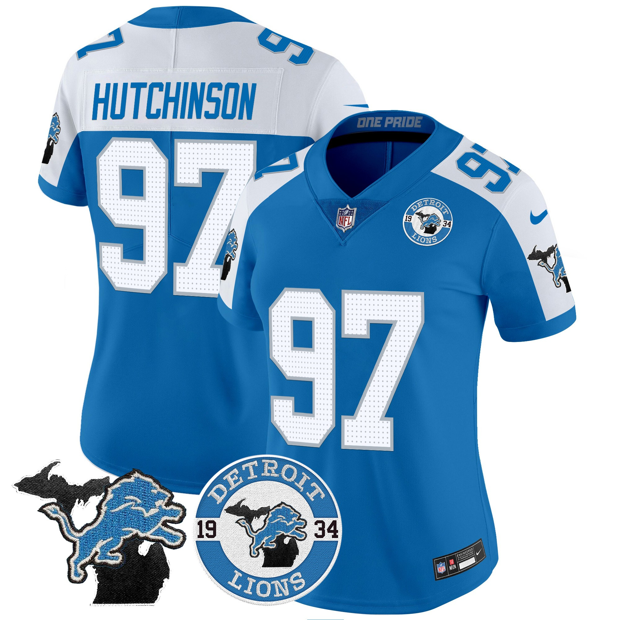 Hutchinson Women's Detroit Lions 2024 Vapor Limited Blue Alternate Jersey - All Stitched