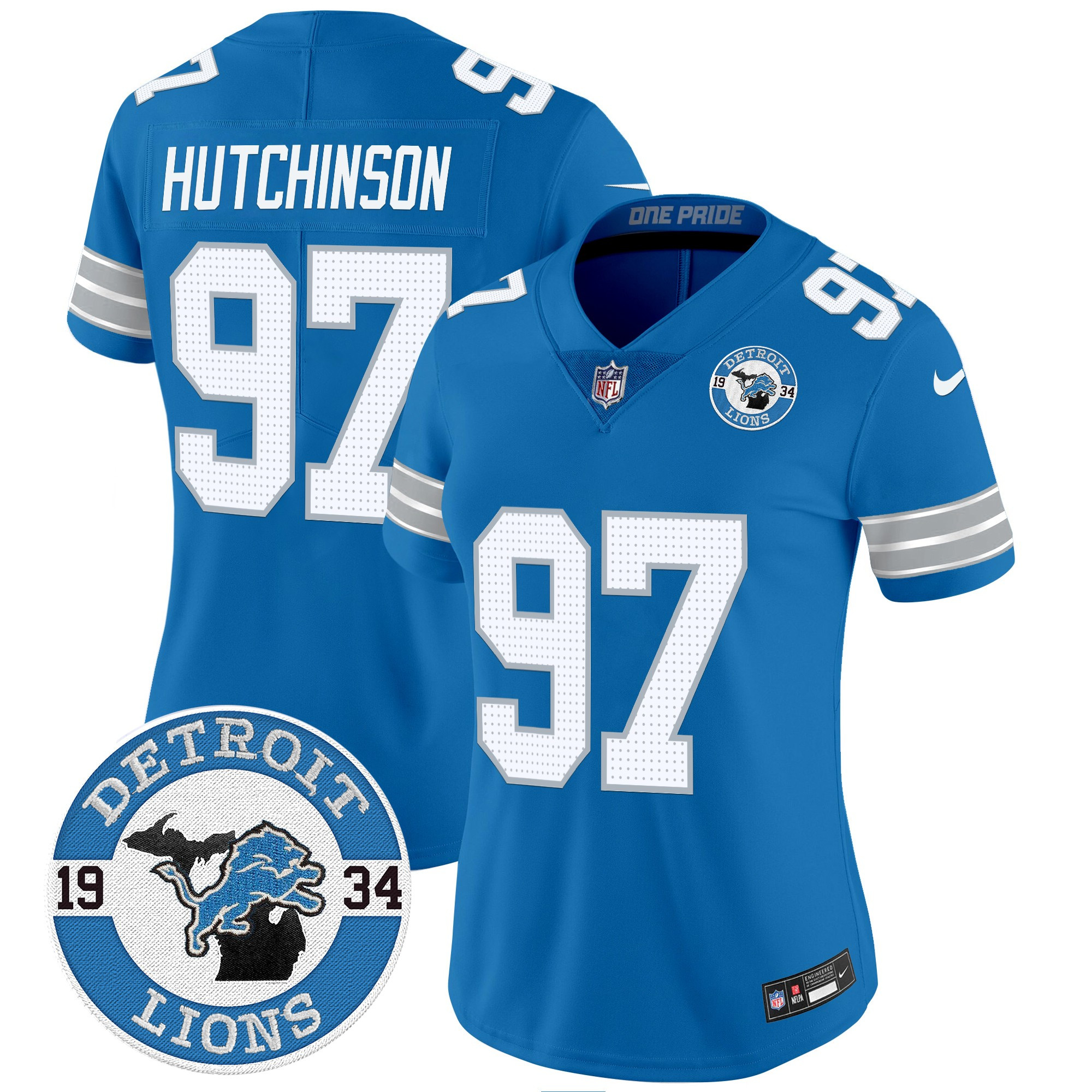 Hutchinson Women's Detroit Lions 2024 Vapor Limited Blue Jersey - All Stitched