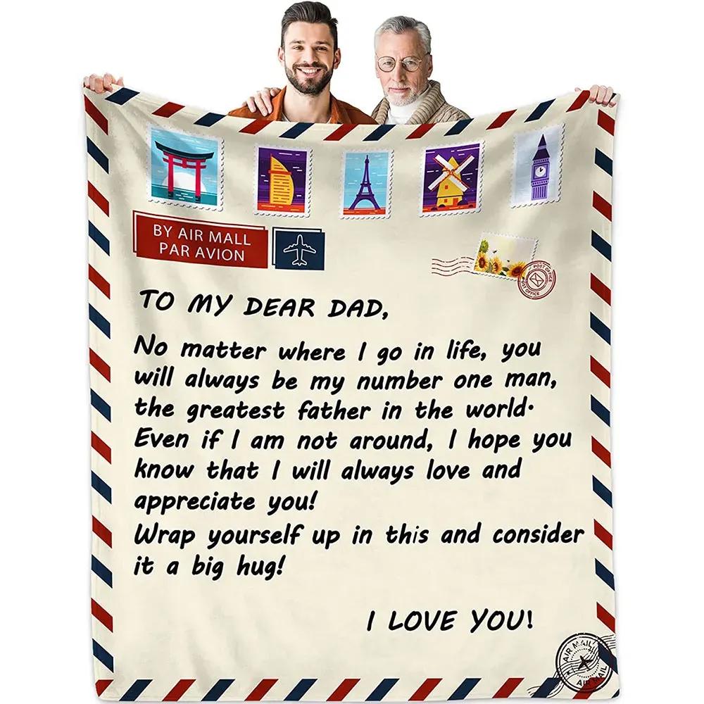 I Love You Dad Fleece Quilt Blanket, Dad Birthday Gift, Gifts For Dad From Daughter Son - TopBestClothing