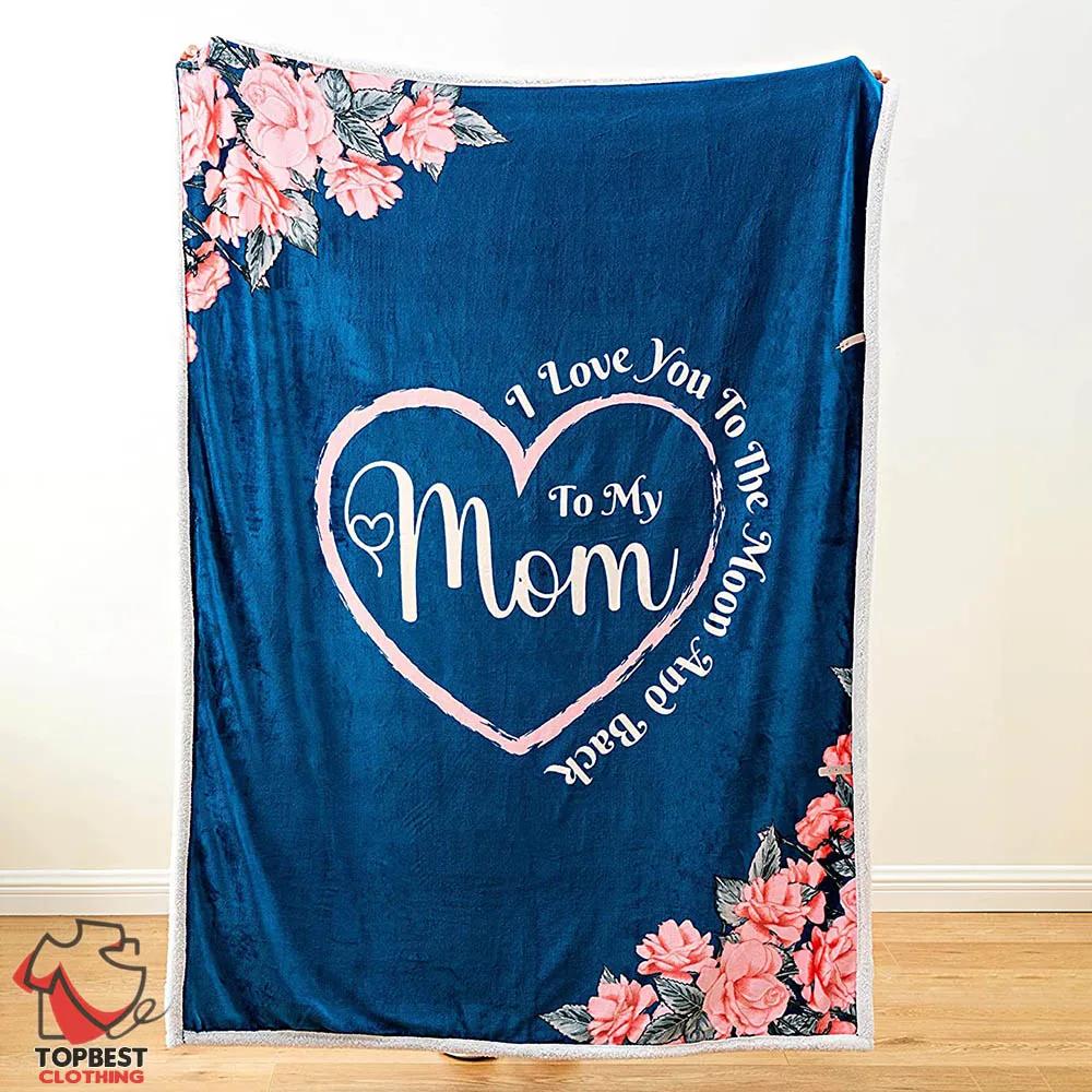 I Love You To The Moon And Back Fleece Quilt Blanket Christmas Gifts For Mom From Daughter - TopBestClothing