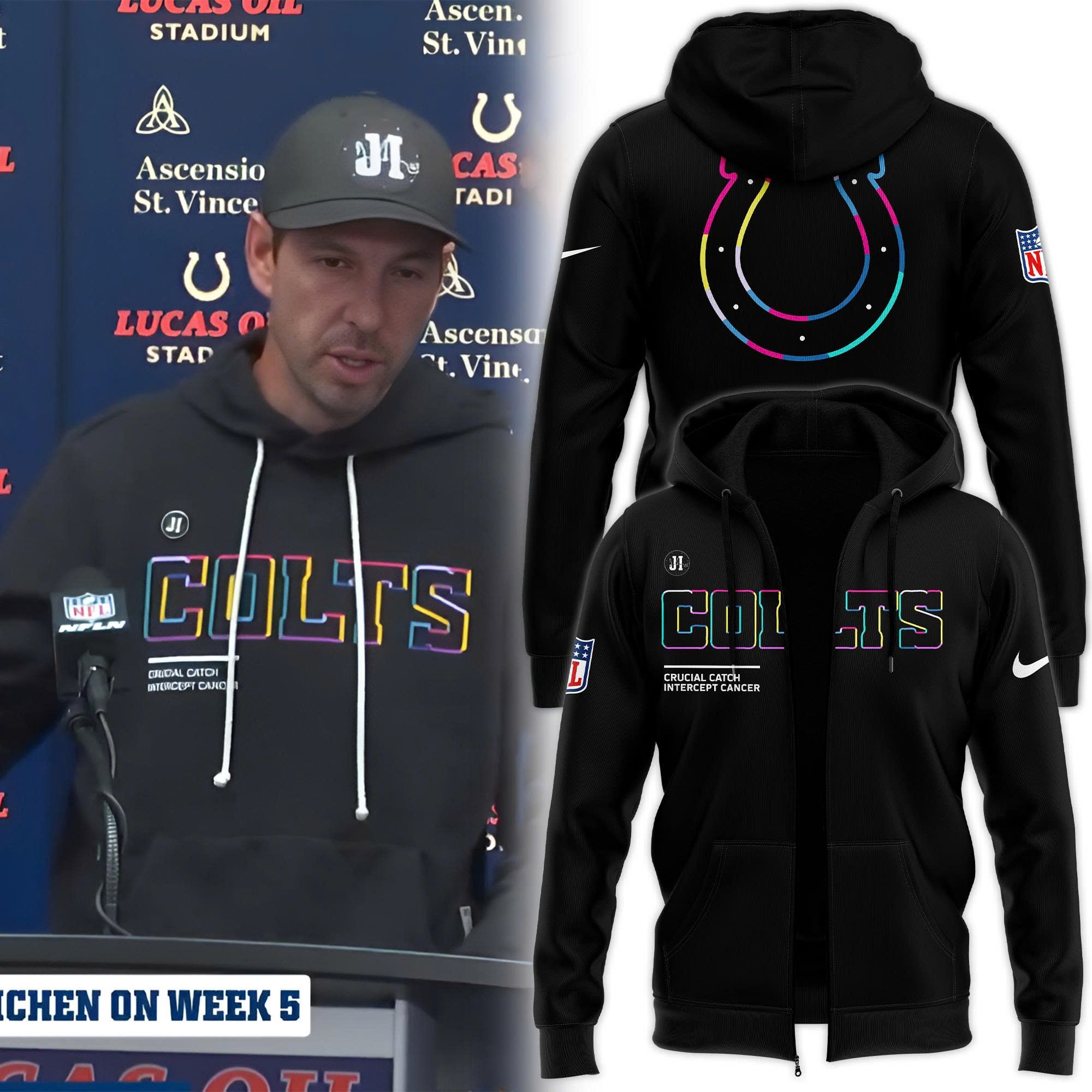 Indianapolis Colts NFL Crucial Catch Cancer Support Full-Zip Hoodie