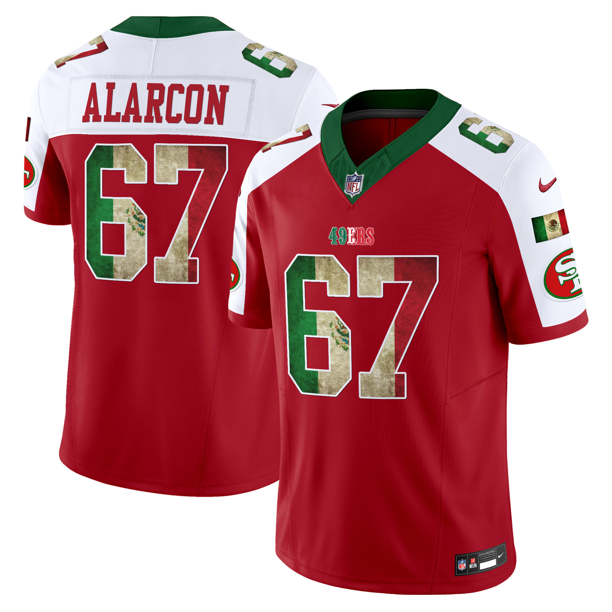 Isaac AlarcÃƒÂ³n Men's San Francisco 49ers Mexico Vapor Limited Red Alternate Jersey - All Stitched