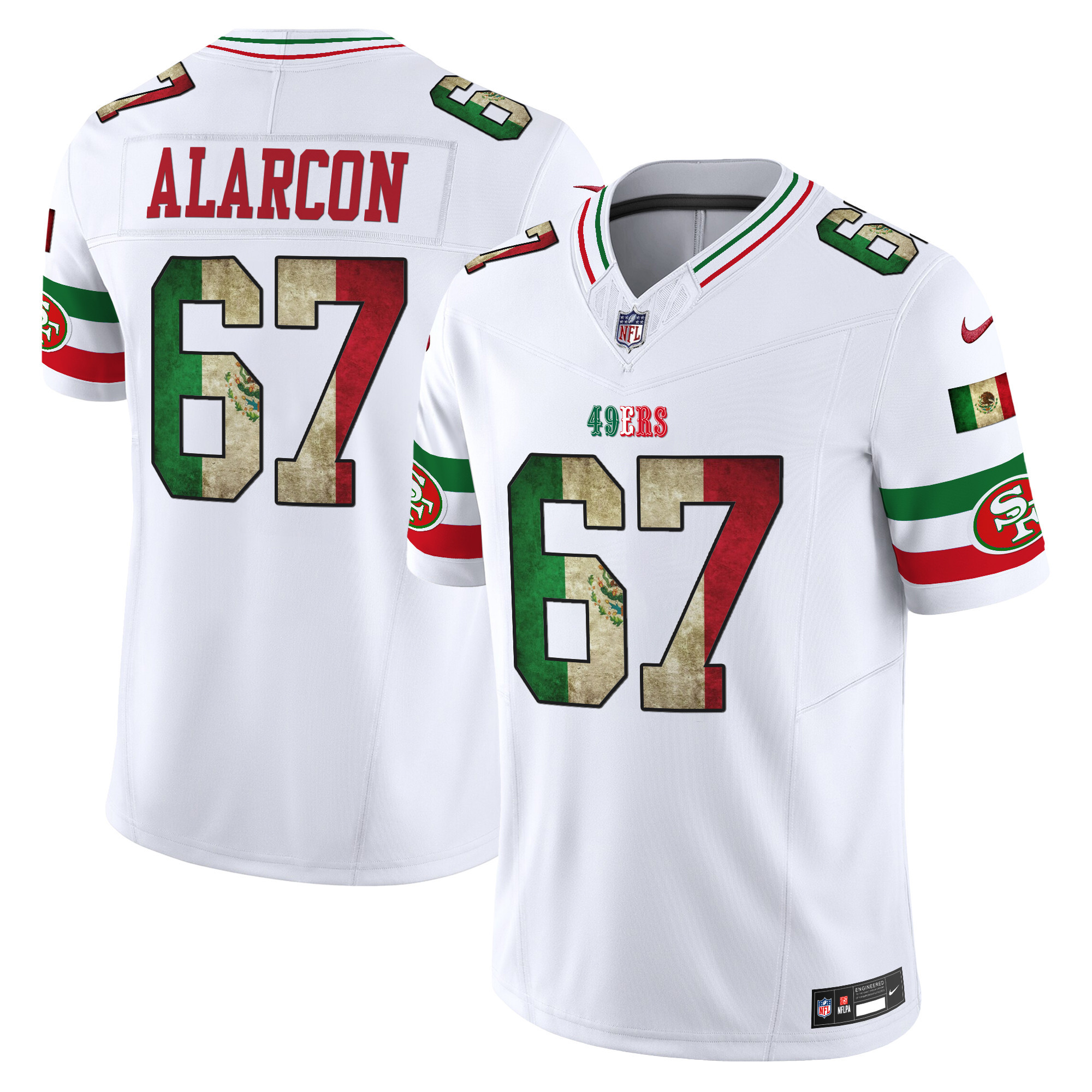 Isaac AlarcÃƒÆ’Ã‚Â³n Men's San Francisco 49ers Mexico Vapor Limited White Jersey - All Stitched