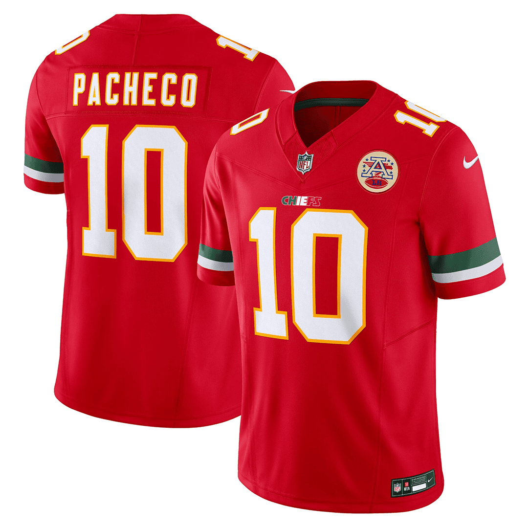 Isiah Pacheco MenÃ¢â‚¬â„¢s Kansas City Chiefs Mexico Edition Vapor Limited Red Jersey - All Stitched