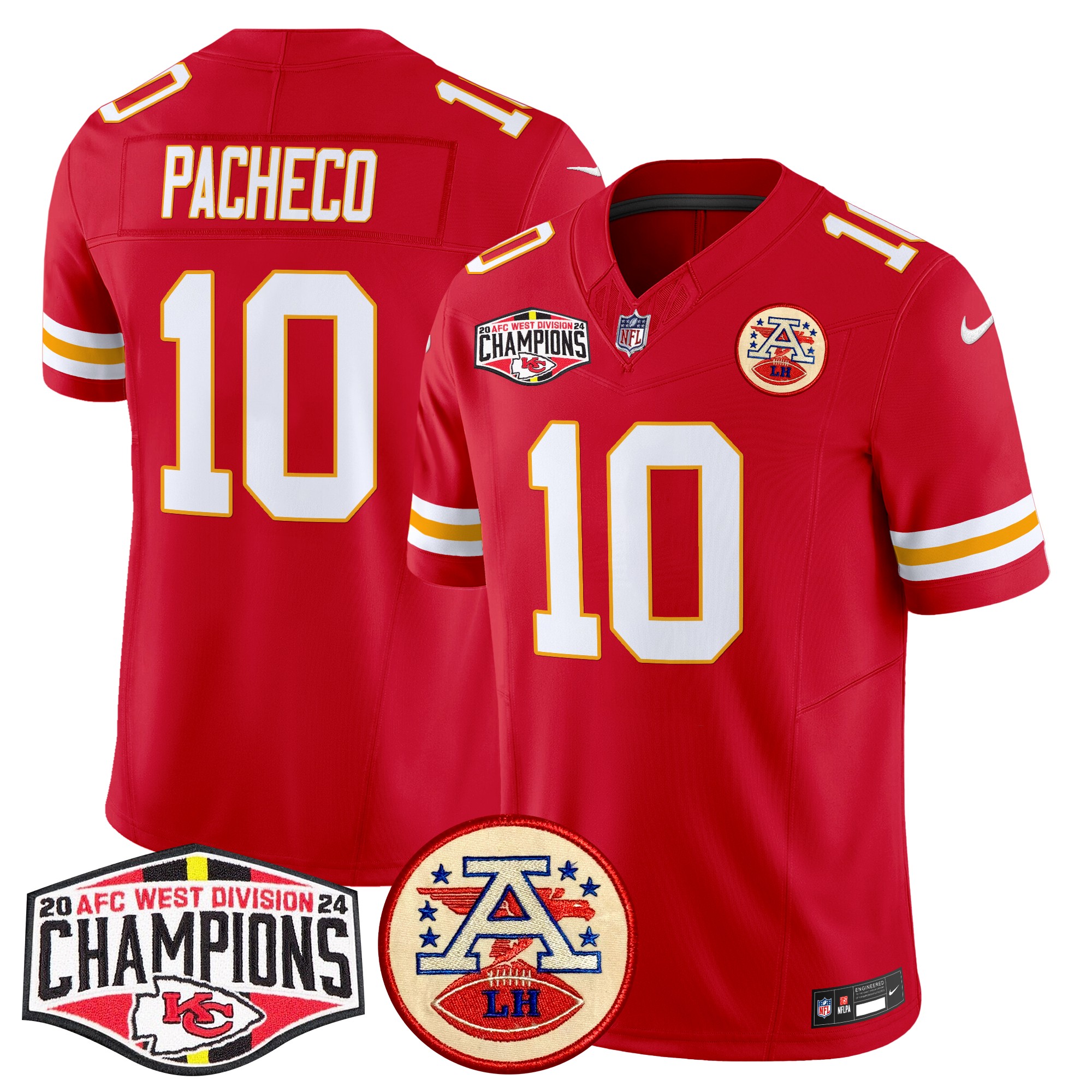 Isiah Pacheco Men's Kansas City Chiefs 2024 AFC West Division Champions Patch Vapor Limited Red Jersey - All Stitched