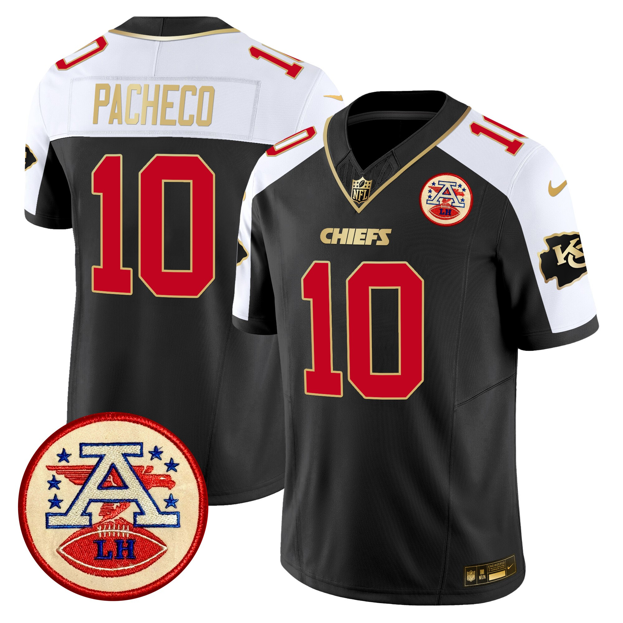 Isiah Pacheco Men's Kansas City Chiefs 2024 Lamar Hunt Patch Vapor Limited Black Alternate Jersey - All Stitched