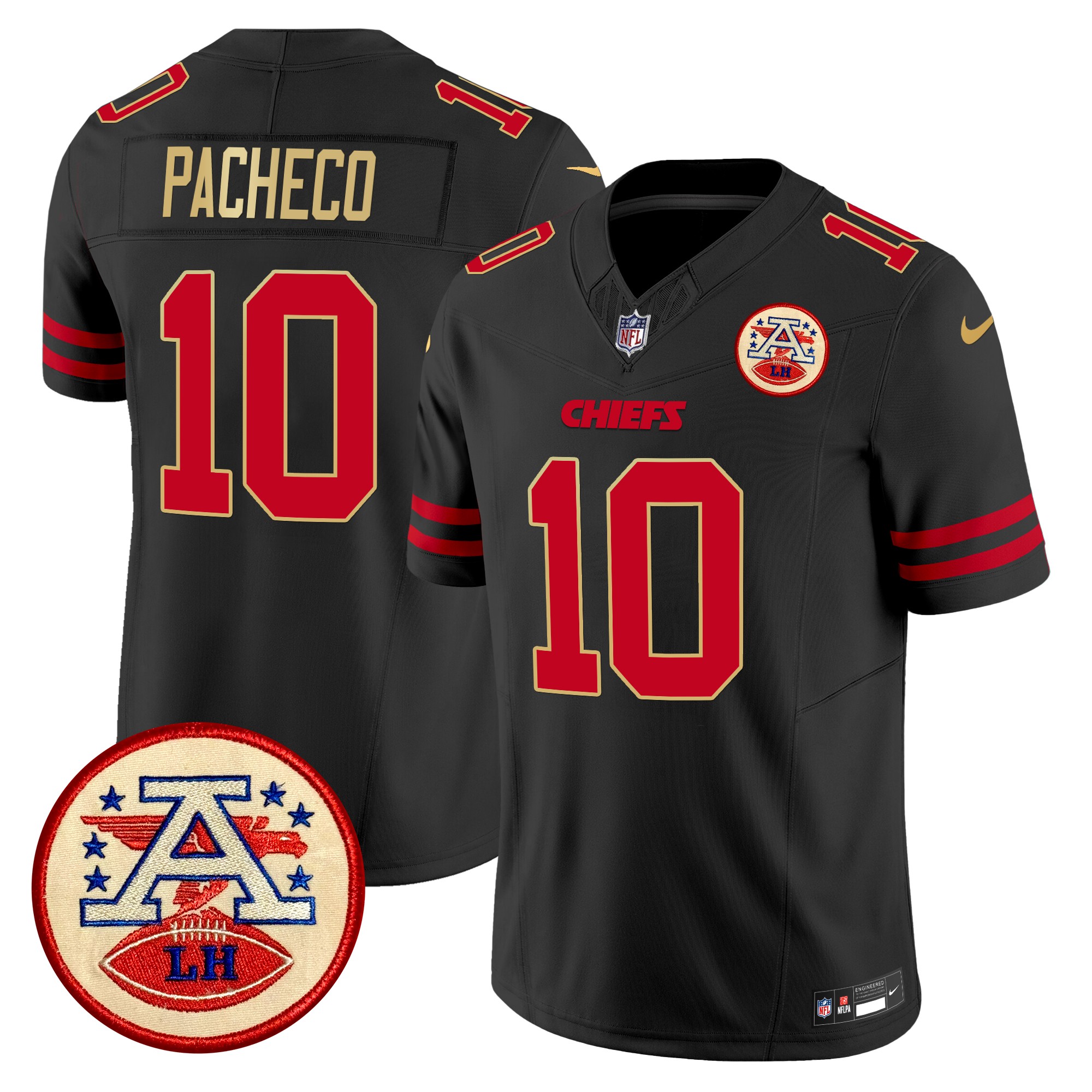 Isiah Pacheco Men's Kansas City Chiefs 2024 Lamar Hunt Patch Vapor Limited Gold Trim Jersey - All Stitched