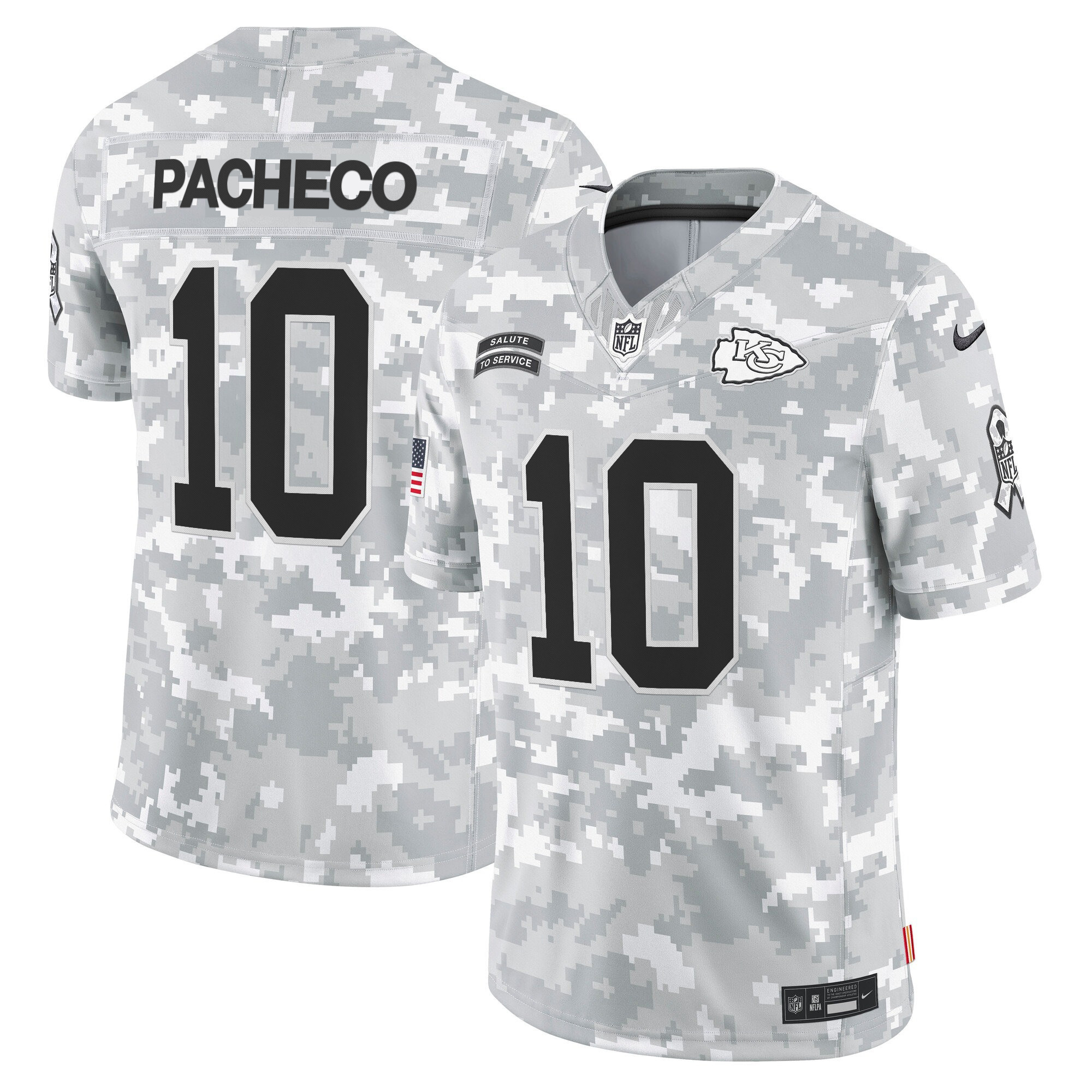 Isiah Pacheco Men's Kansas City Chiefs 2024 Salute to Service Vapor Limited Arctic Camo Jersey - All Stitched