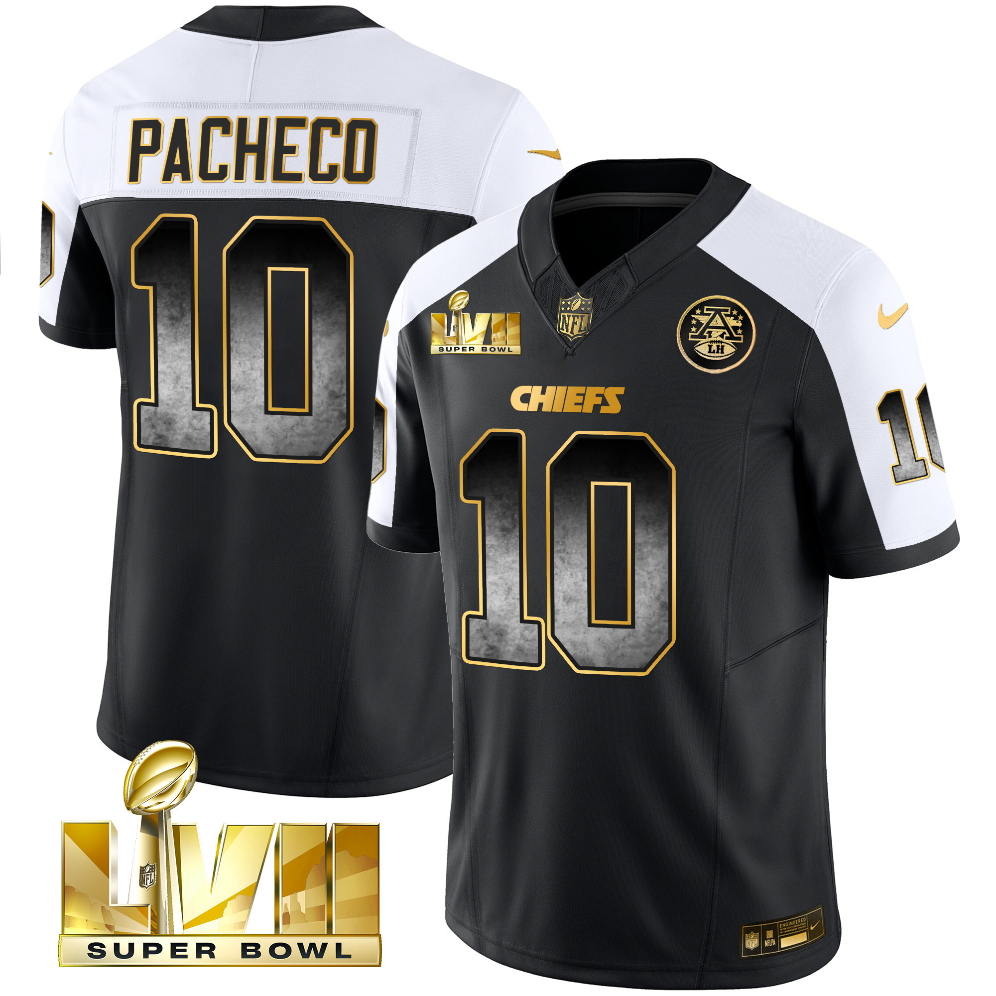 Isiah Pacheco Men's Kansas City Chiefs Gold Arch Smoke Vapor Alternate Jersey - All Stitched