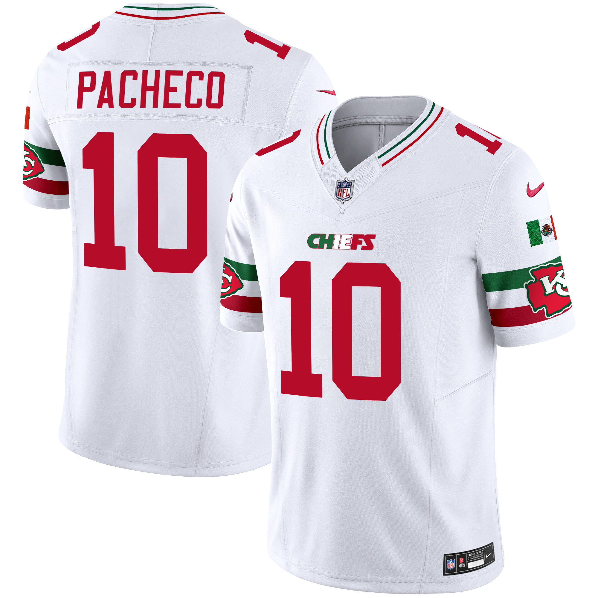 Isiah Pacheco Men's Kansas City Chiefs Mexico Vapor Limited White Jersey - All Stitched