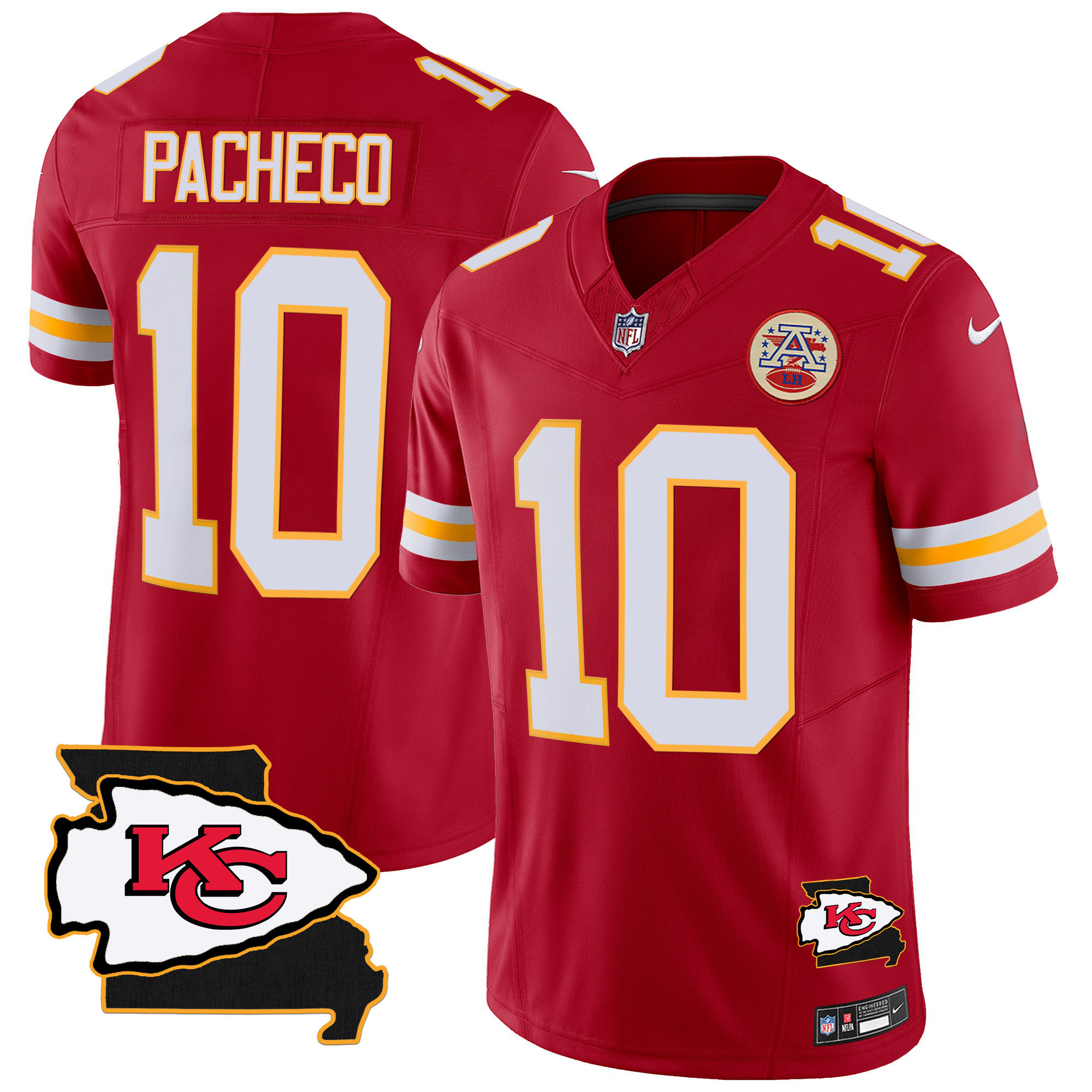 Isiah Pacheco Men's Kansas City Chiefs Missouri Patch Vapor Limited Red Jersey - All Stitched
