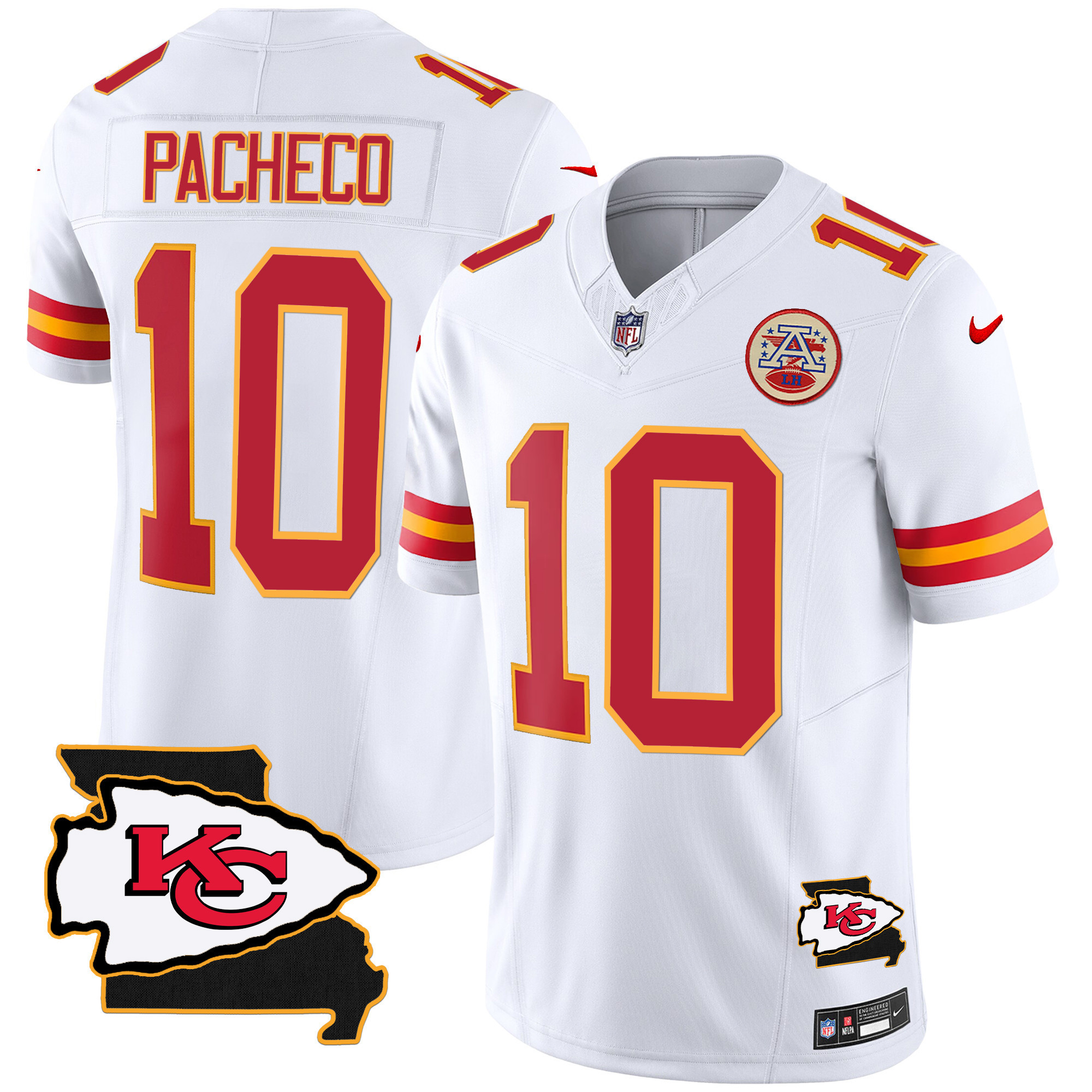 Isiah Pacheco Men's Kansas City Chiefs Missouri Patch Vapor Limited White Jersey - All Stitched