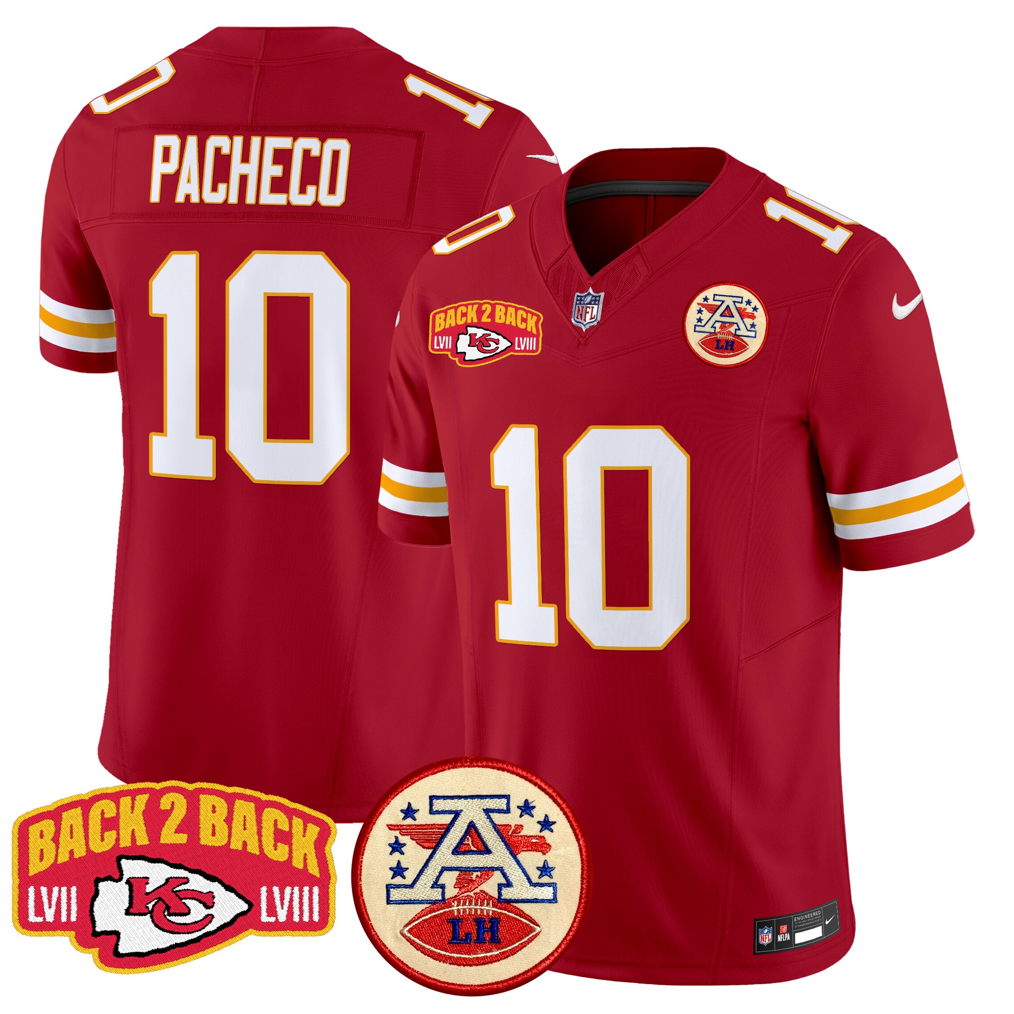 Isiah Pacheco Men's Kansas City Chiefs Super Back 2 Back Patch Vapor Limited Red Jersey - All Stitched