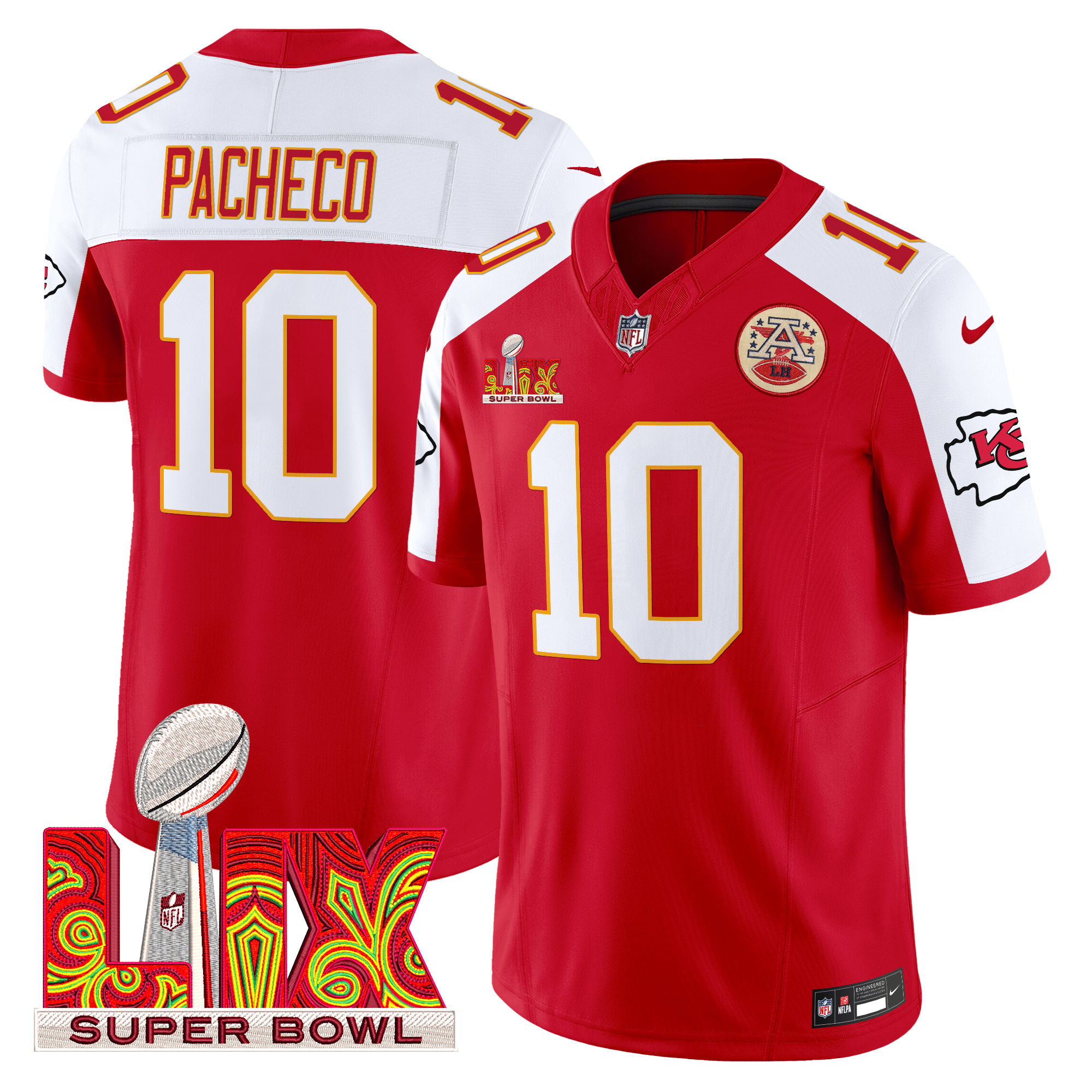 Isiah Pacheco Men's Kansas City Chiefs Super Bowl LIX Patch Vapor Limited Red Alternate Jersey - All Stitched
