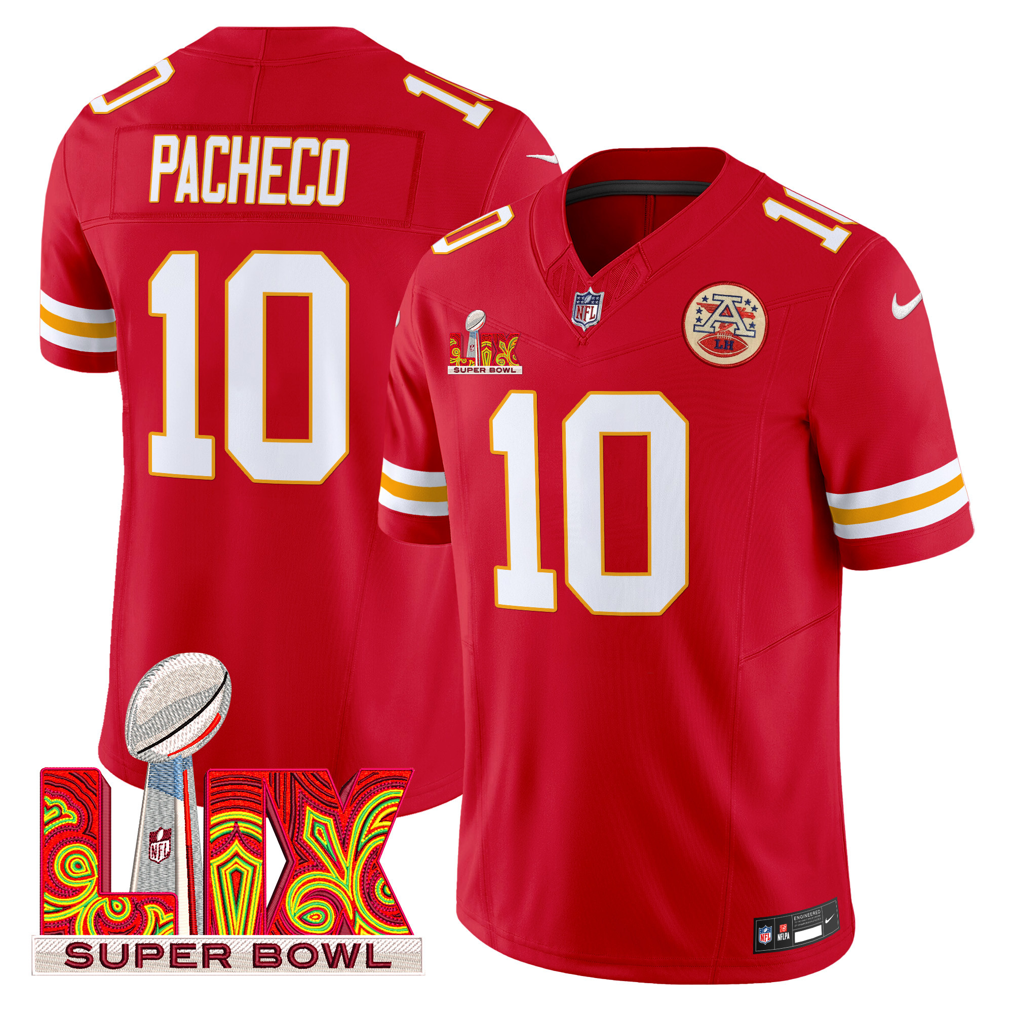 Isiah Pacheco Men's Kansas City Chiefs Super Bowl LIX Patch Vapor Limited Red Jersey - All Stitched