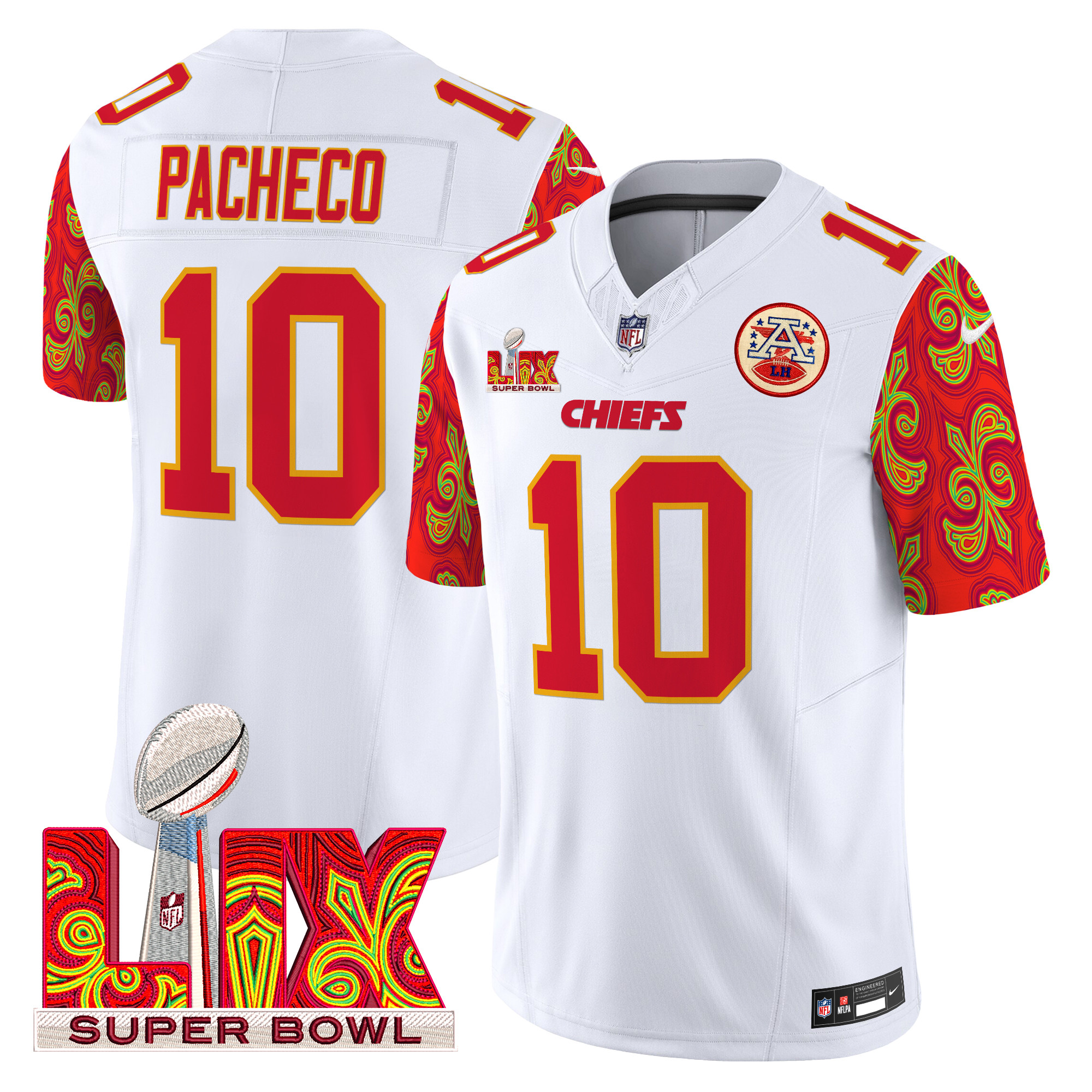 Isiah Pacheco Men's Kansas City Chiefs Super Bowl LIX Style Vapor Limited White Jersey - All Stitched