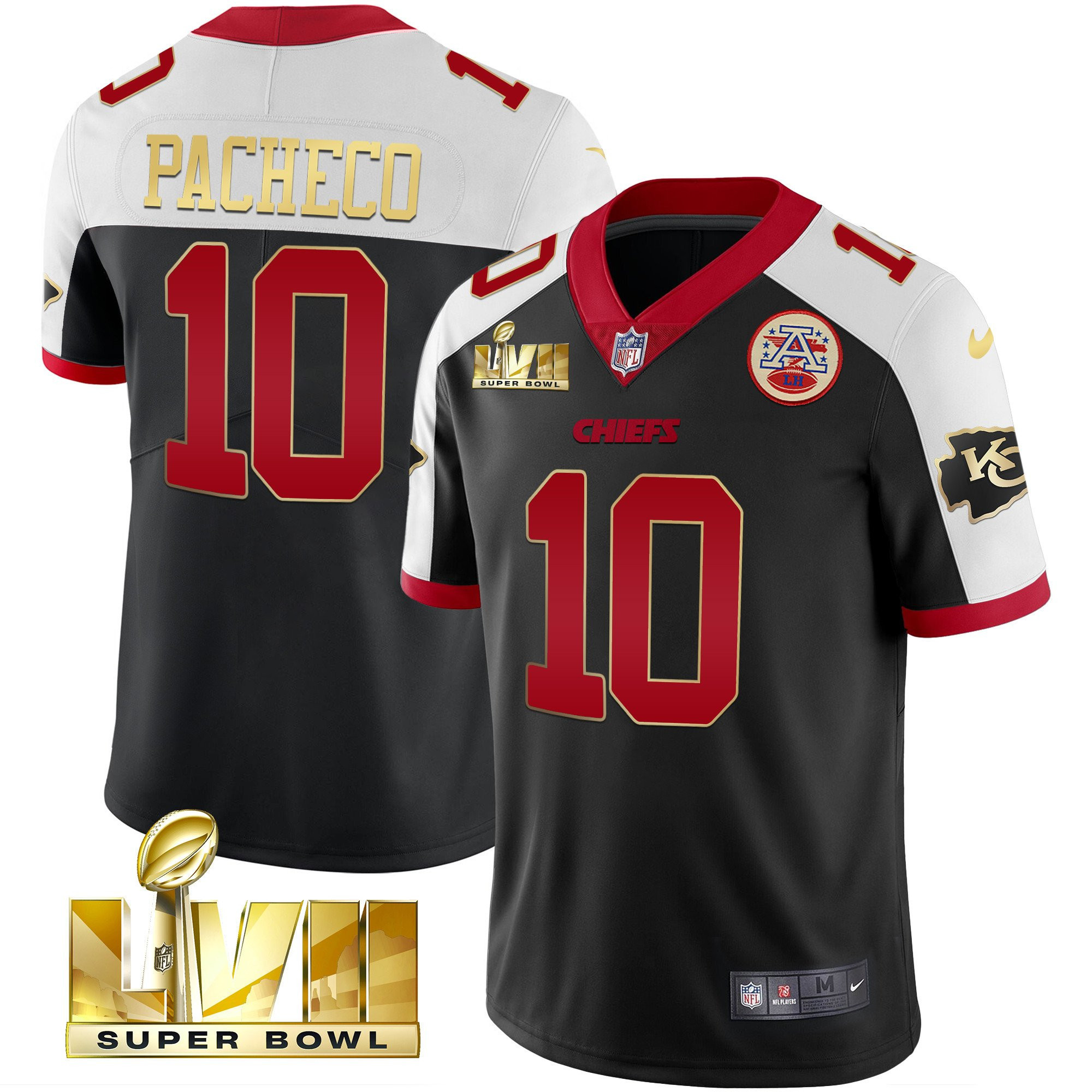 Isiah Pacheco Men's Kansas City Chiefs Super Bowl LVII Alternate Gold Vapor Gold Trim Jersey - All Stitched