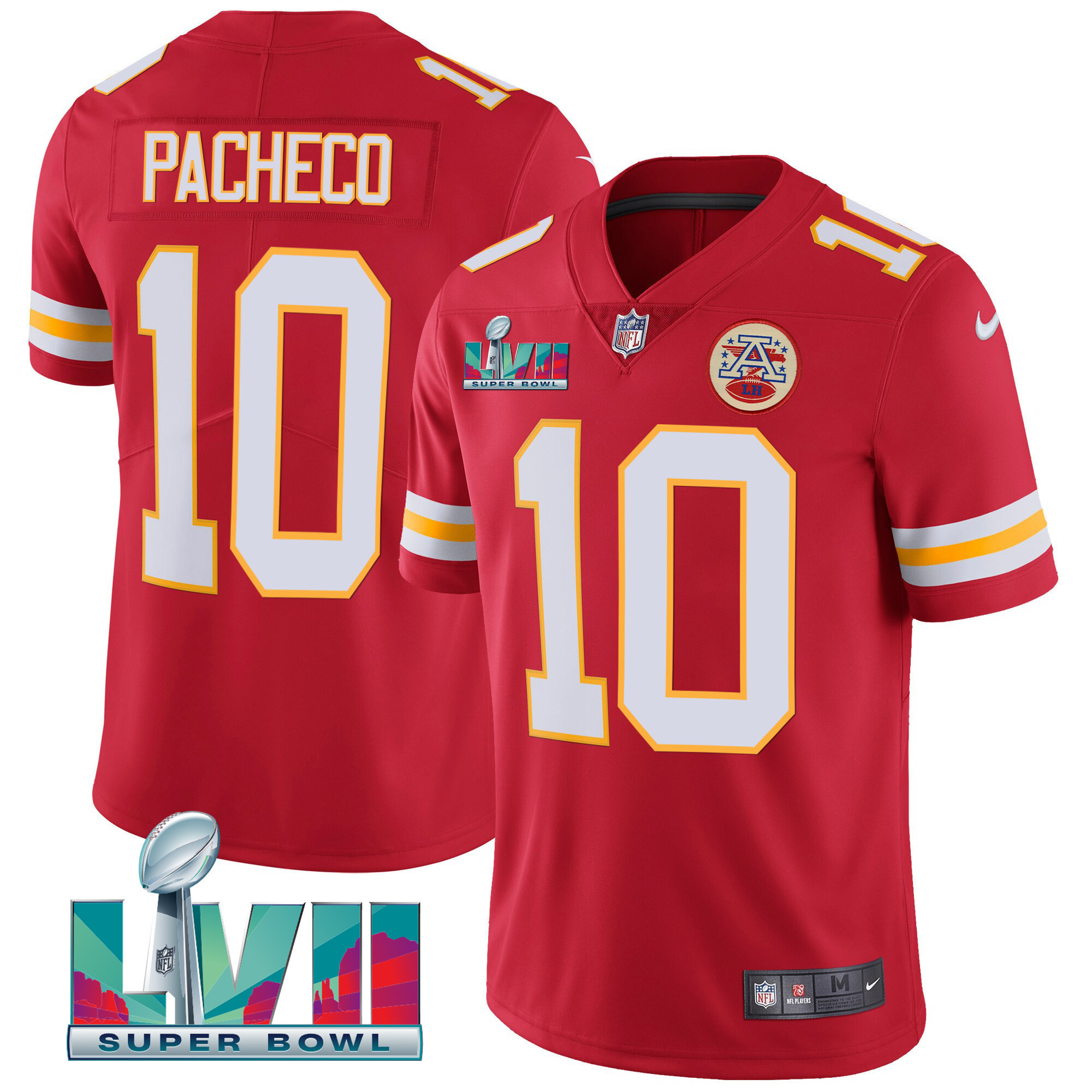 Isiah Pacheco Men's Kansas City Chiefs Super Bowl LVII Gold Vapor Limited Red Jersey - All Stitched