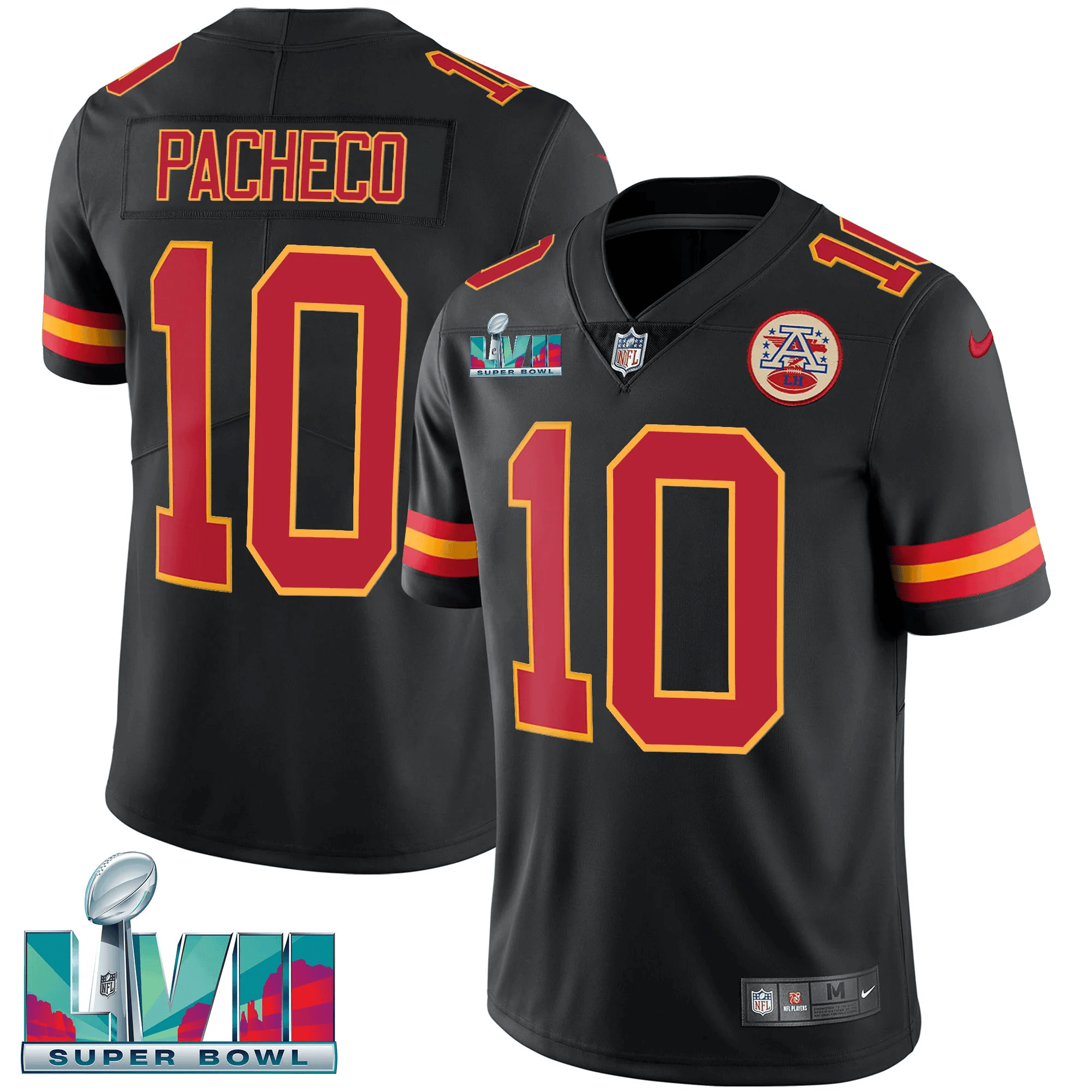 Isiah Pacheco Men's Kansas City Chiefs Super Bowl LVII Vapor Player Black Jersey - All Stitched