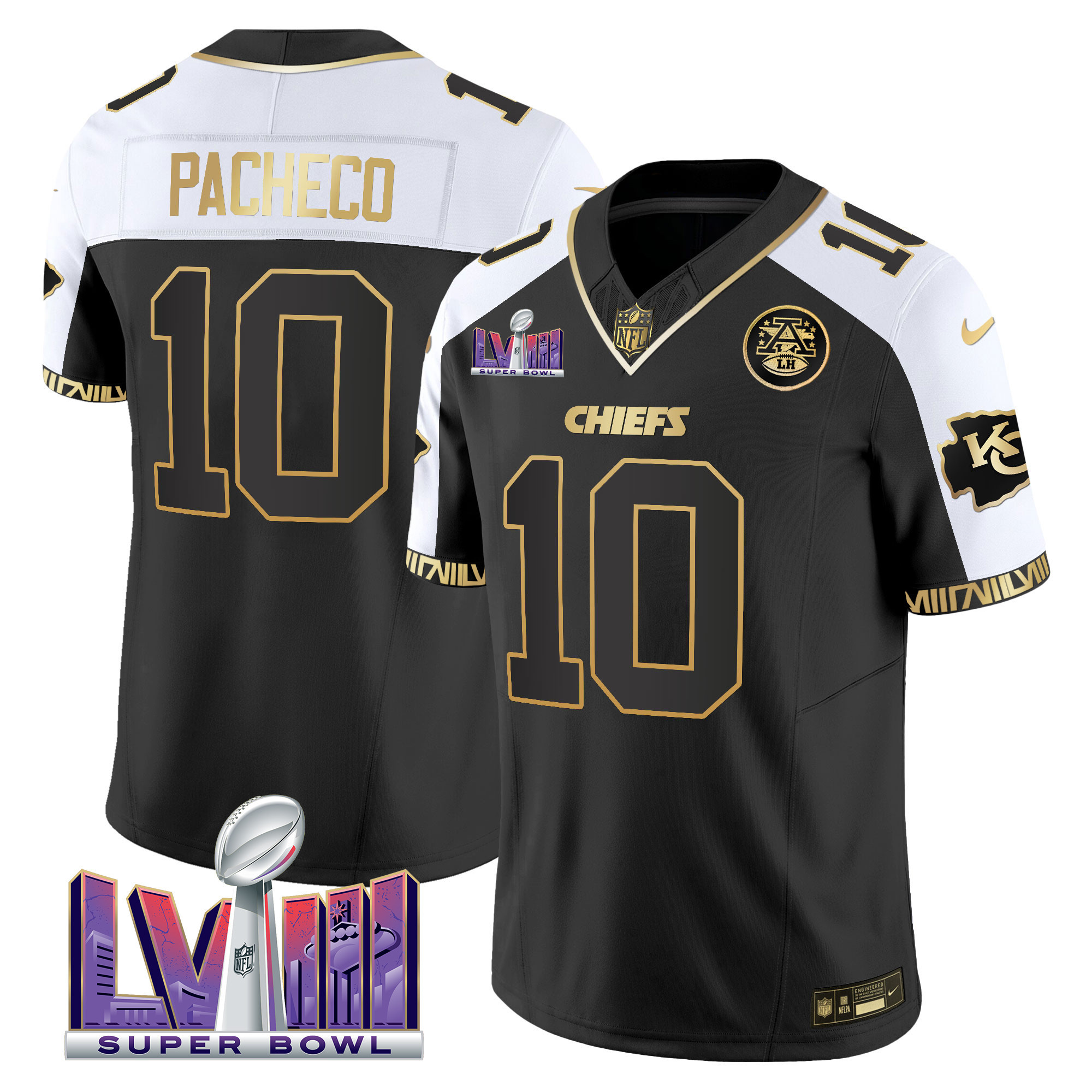 Isiah Pacheco Men's Kansas City Chiefs Super Bowl LVIII Pattern Vapor Alternate Jersey - All Stitched