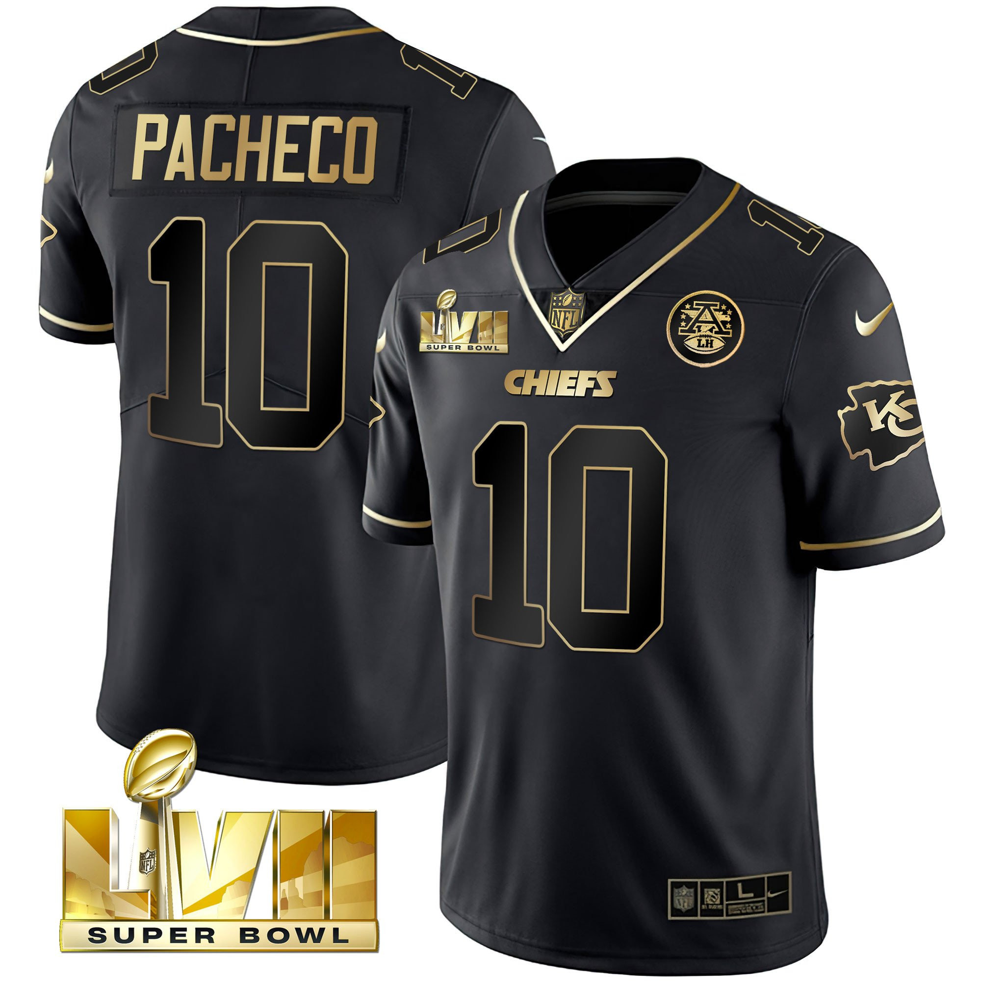 Isiah Pacheco Men's Kansas City Chiefs Super Bowl Vapor Gold Black Gold Jersey - All Stitched