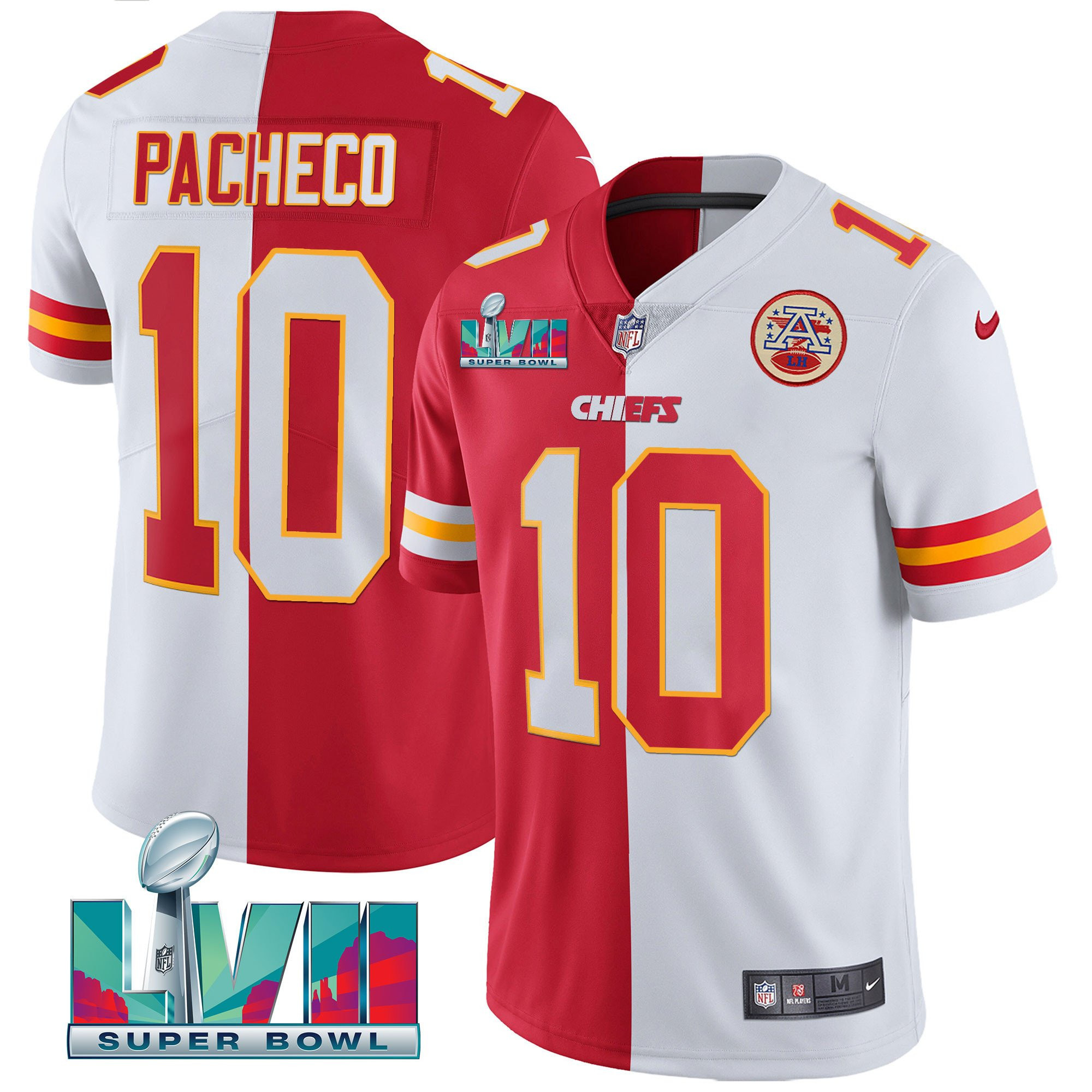 Isiah Pacheco Men's Kansas City Chiefs Super Bowl Vapor Gold Split Jersey - All Stitched