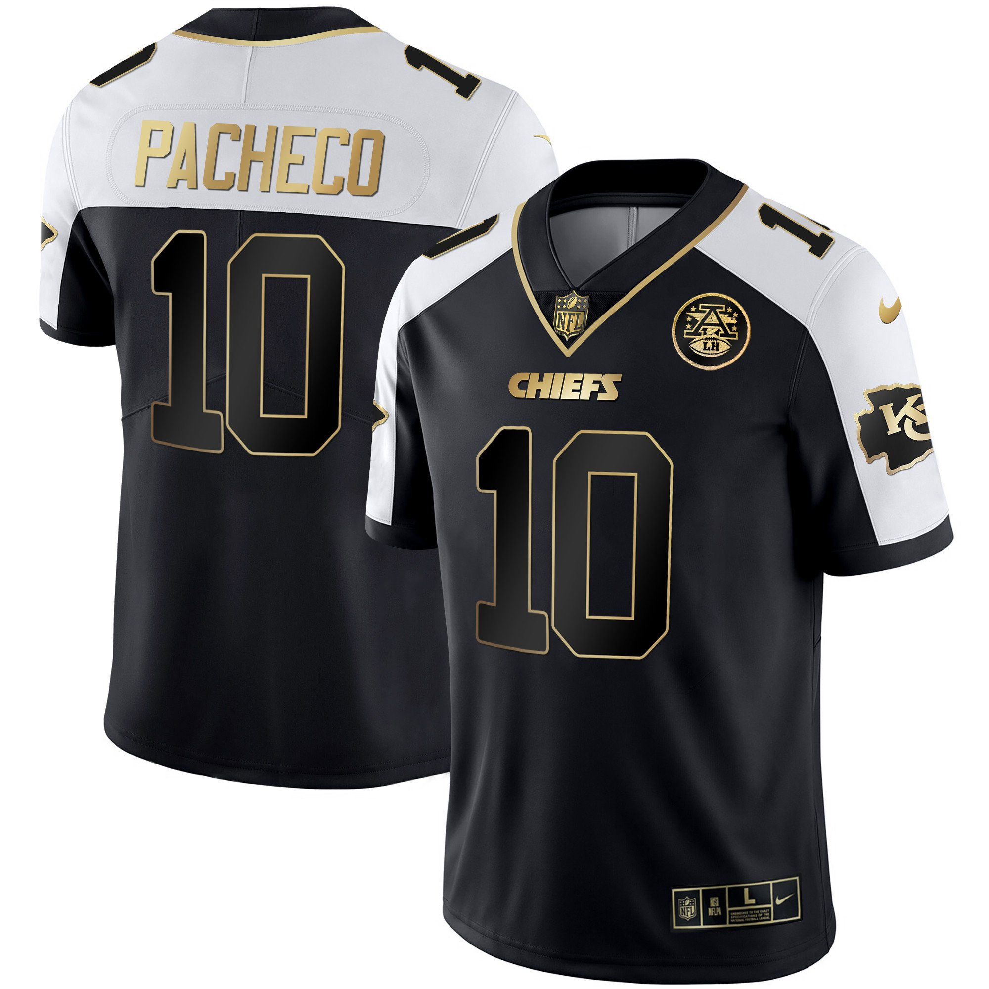 Isiah Pacheco Men's Kansas City Chiefs White Gold & Black Gold - All Stitched Alternate Jersey - All Stitched